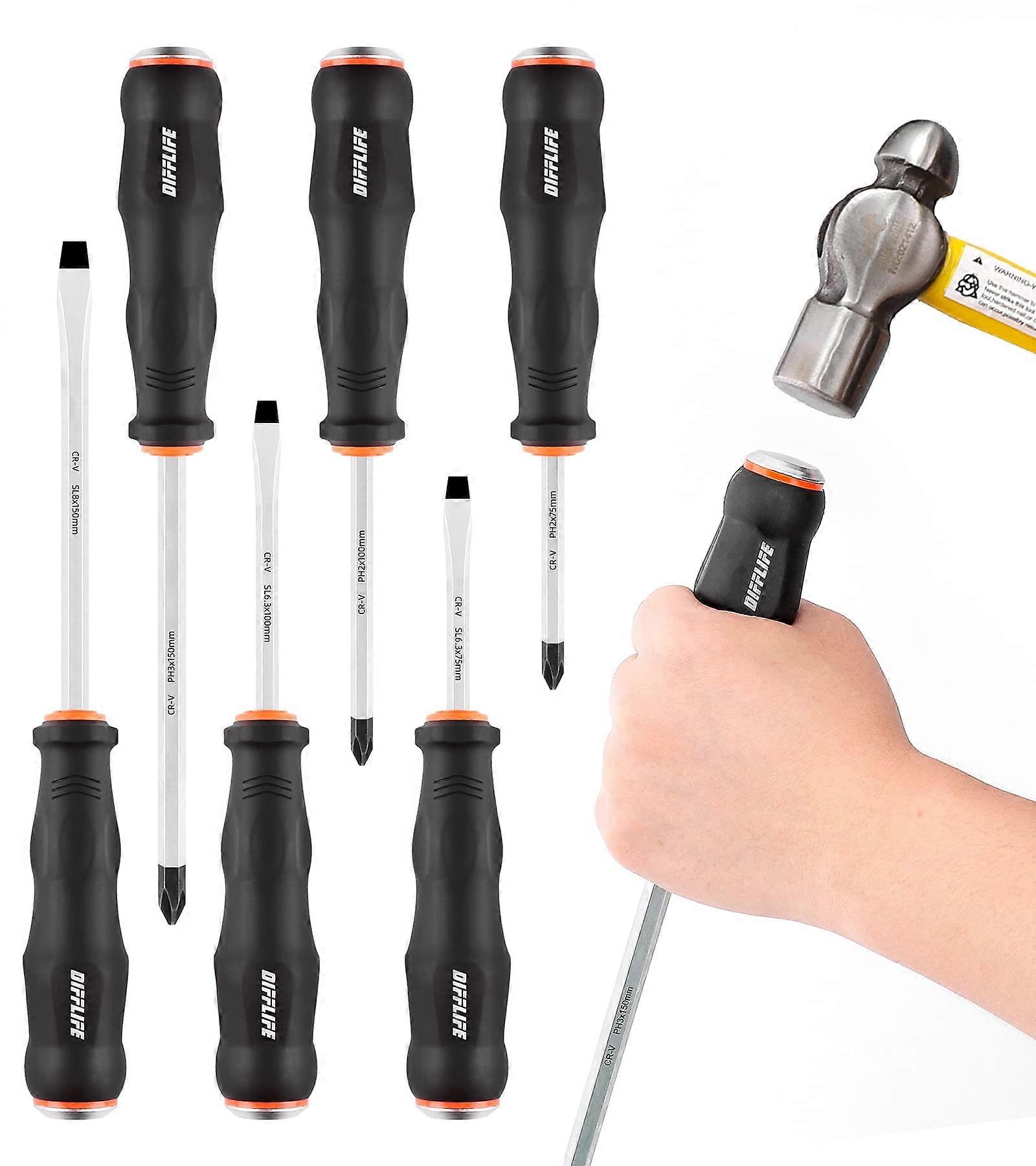 Screwdriver Sets Screwdriver Kit 6-Piece, Professional Cushion Insulated Grip Magnetic Tip Electrician Screwdriver Kits (6-Piece)