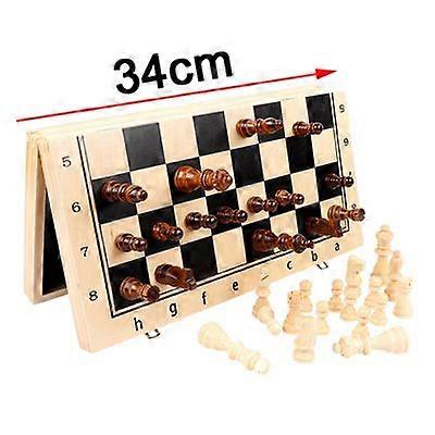Portable Child Teaching Folding Wooden International Chess Set Pieces Set Board Game Funny Game Chessmen Classic Collection Gift