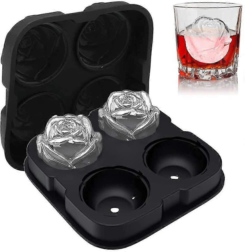 Ice Cube Tray Rose, Xxl 63mm 4-compartiment ice cubes in rose design, gemakkelijk