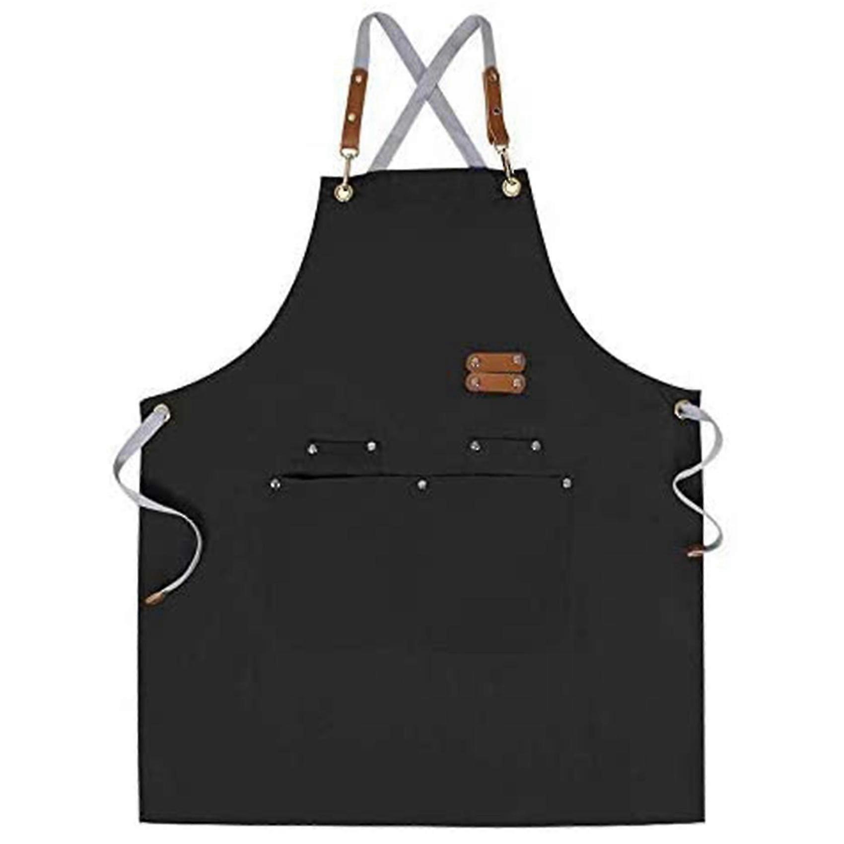 Chef Apron with Straps, Cotton Canvas Apron, Suitable for Artist Painting, Kitchen Cooking