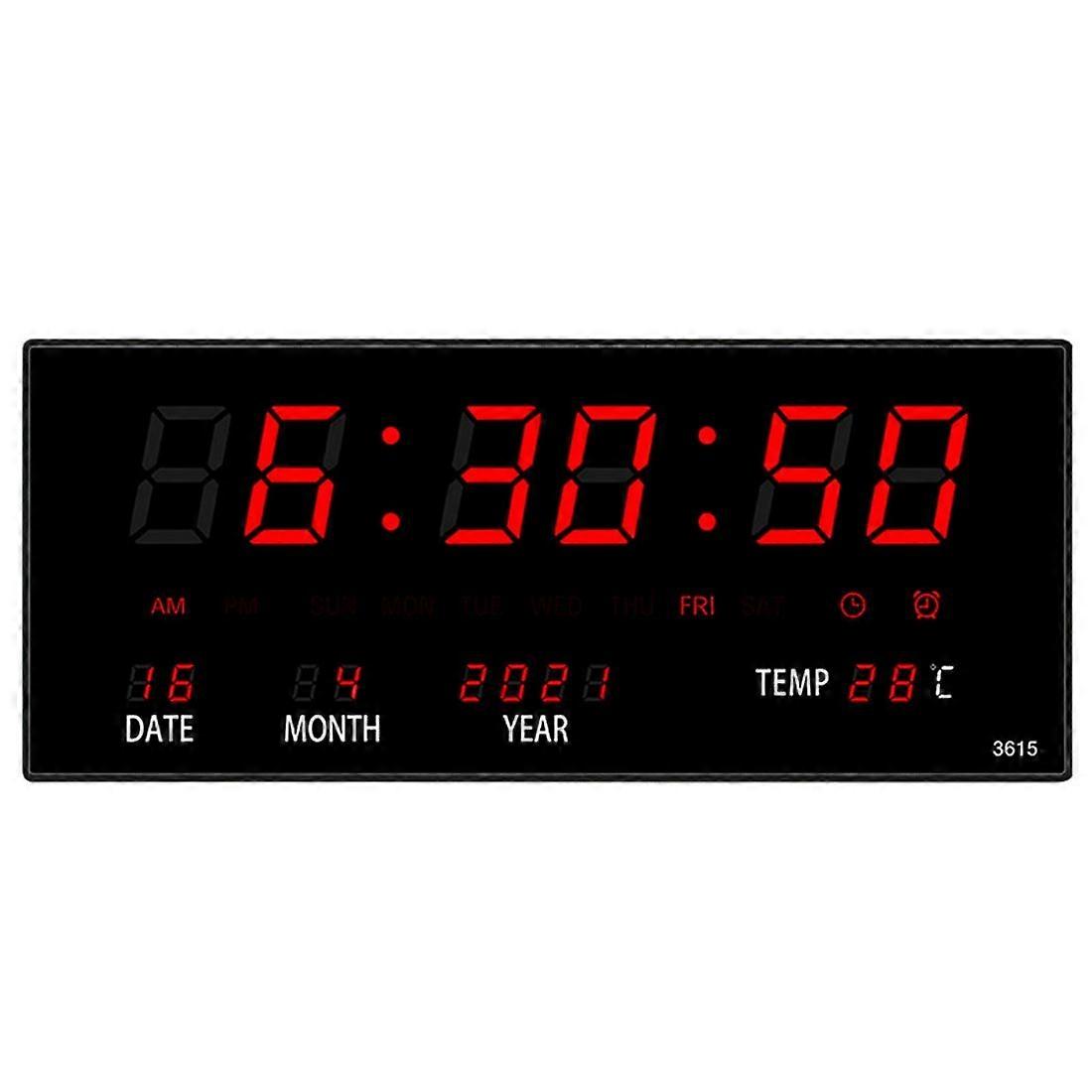 LED Perpetual Calendar Electronic Clock Digital Wall Clock Alarm Hourly Chiming Temperature Table Clocks Home Office Red