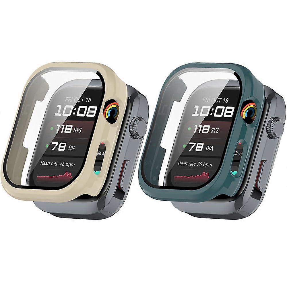 Huawei Watch D2 Case With Screen Protector - 3 Pack, Ultra Slim Full Coverage Hard PC Bumper, Transparent/Beige/Green