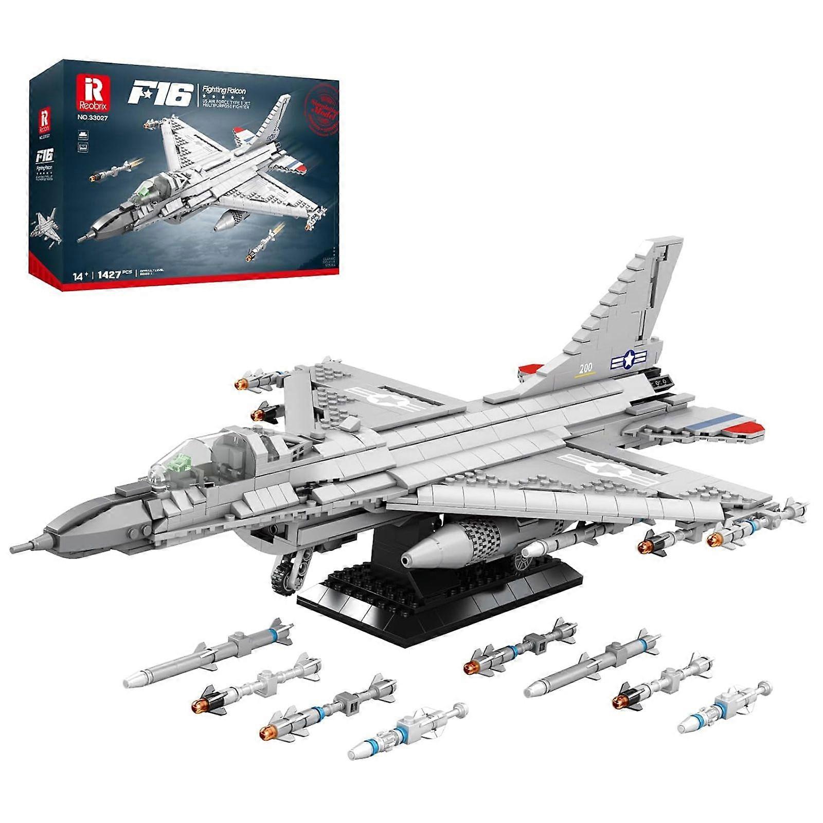 Reobrix F-16C Fighting Falcon 1:48 Scale, Fighter Model Kit, 1427PCS with Articulated Flaps & Weapon Loadout, Air Force Collectible Gift for Adults &