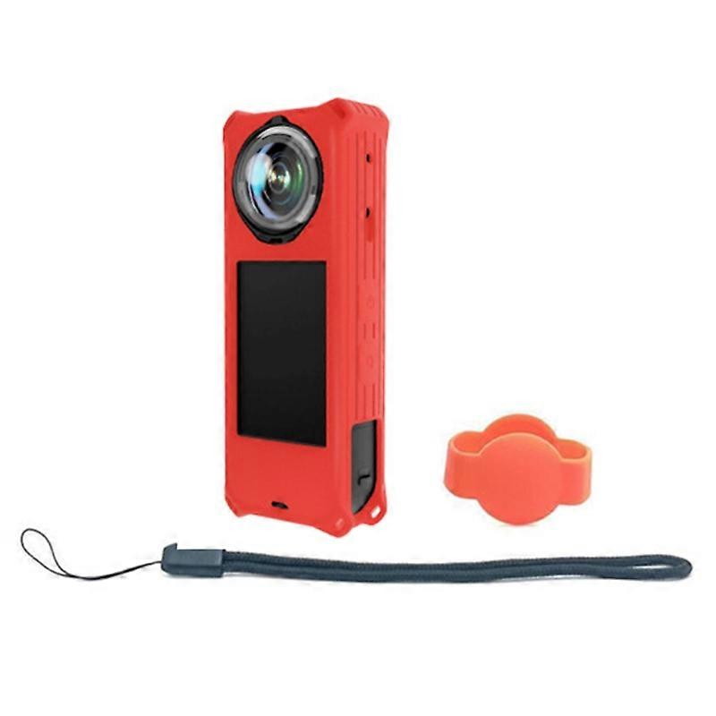 For Insta360 X5 Panoramic Camera Silicone Protective Case Shockproof Anti Scratch Dust Cover - Red