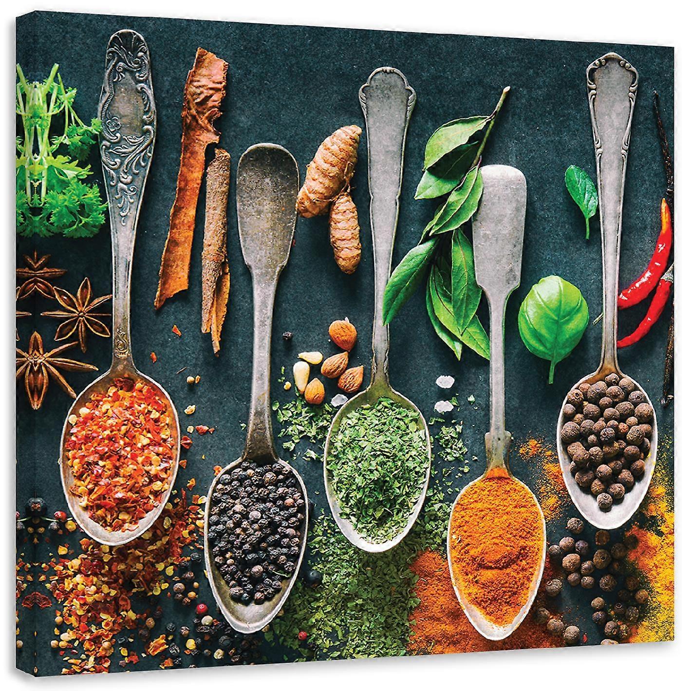 Obraz na płótnie, Zioła i przyprawy do kuchni - 50x50