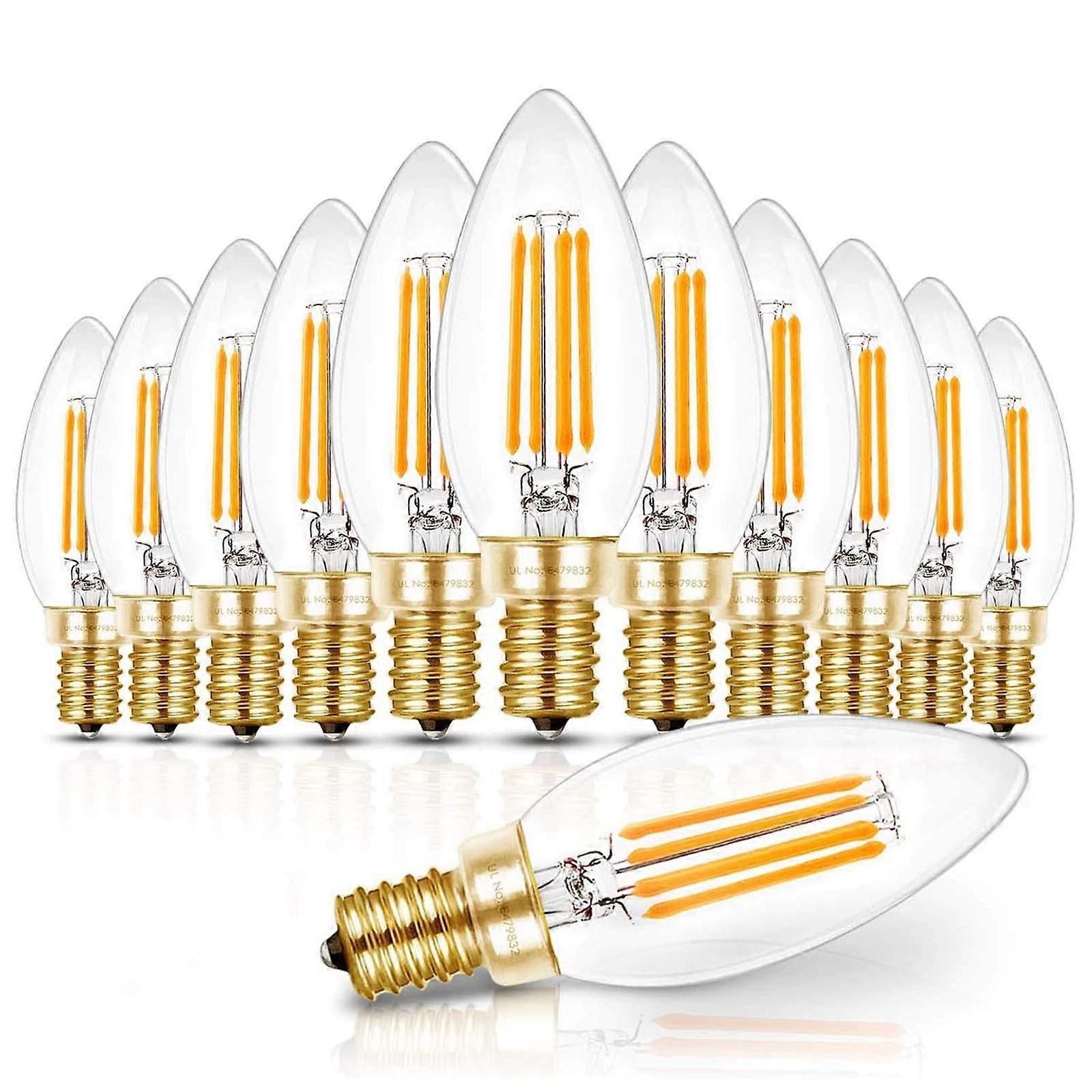 E12 Candelabra LED Light Bulbs B10 Shape 4W 450LM 2700K Soft White Dimmable UL Listed 90+ CRI Chandelier 12 Pack