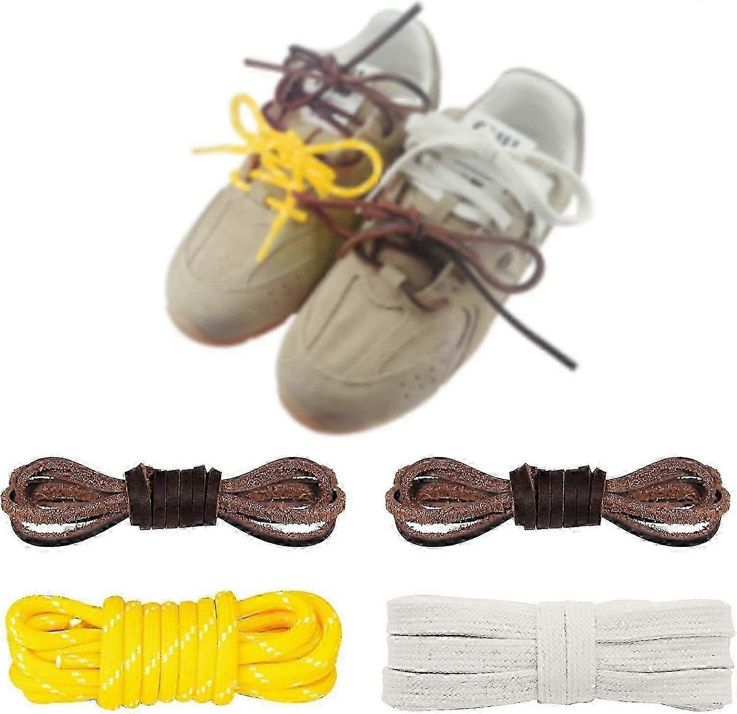 Mixed Color Round Shoe Laces for Miu Miu Fashion Sneaker, Flat Leather Shoelaces