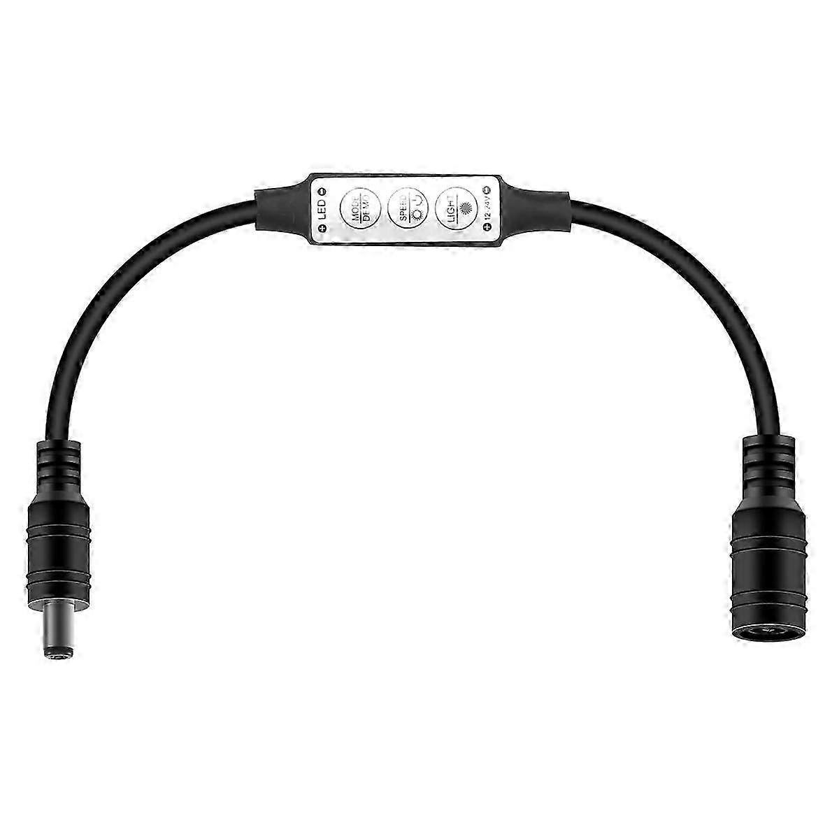 Low-Profile-Inline-Controller Mini 3-Tasten-Dimmerschalter für LED-Lichtstreifen Schwarz