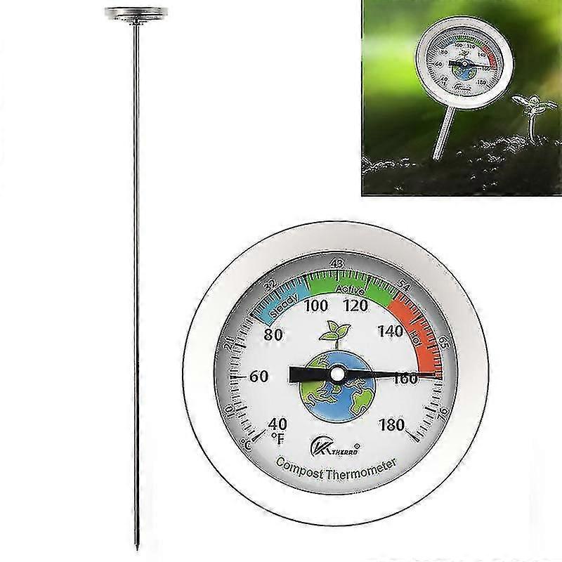 Compost Thermometer Stainless Steel Dial Ideal Composting Soil Thermometer Backyard Compost Thermometer KB