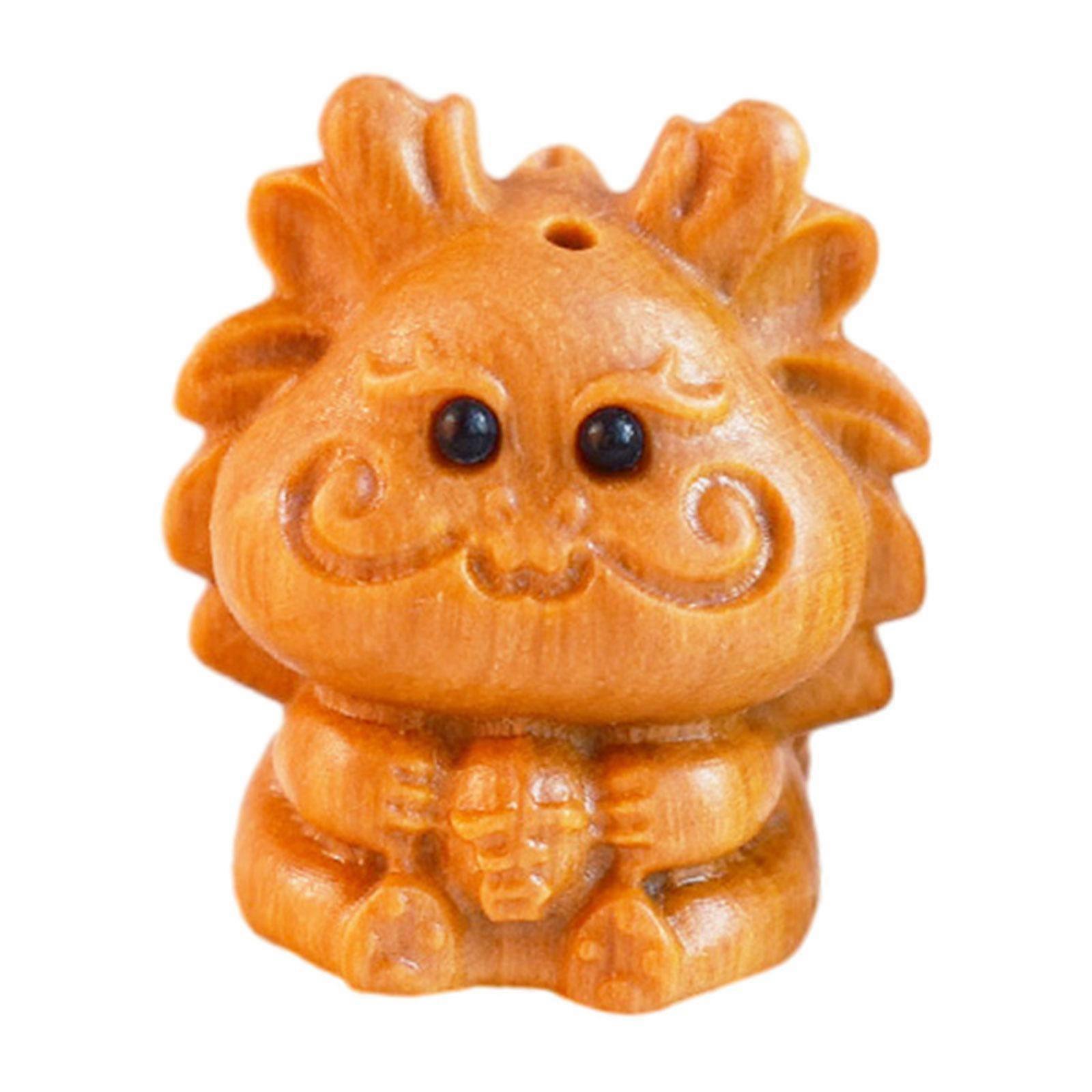 Ahşap Ejderhalar Heykeli Mini Ahşap Oyma Ejderha Figürü Ahşap Sevimli Çinli