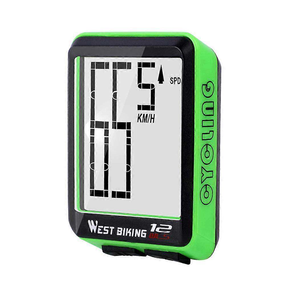 Wireless Bike Computer MTB Bicycle Speedometer Odometer Waterproof LCD Backlight Stopwatch Automatic Wake-Up  Green