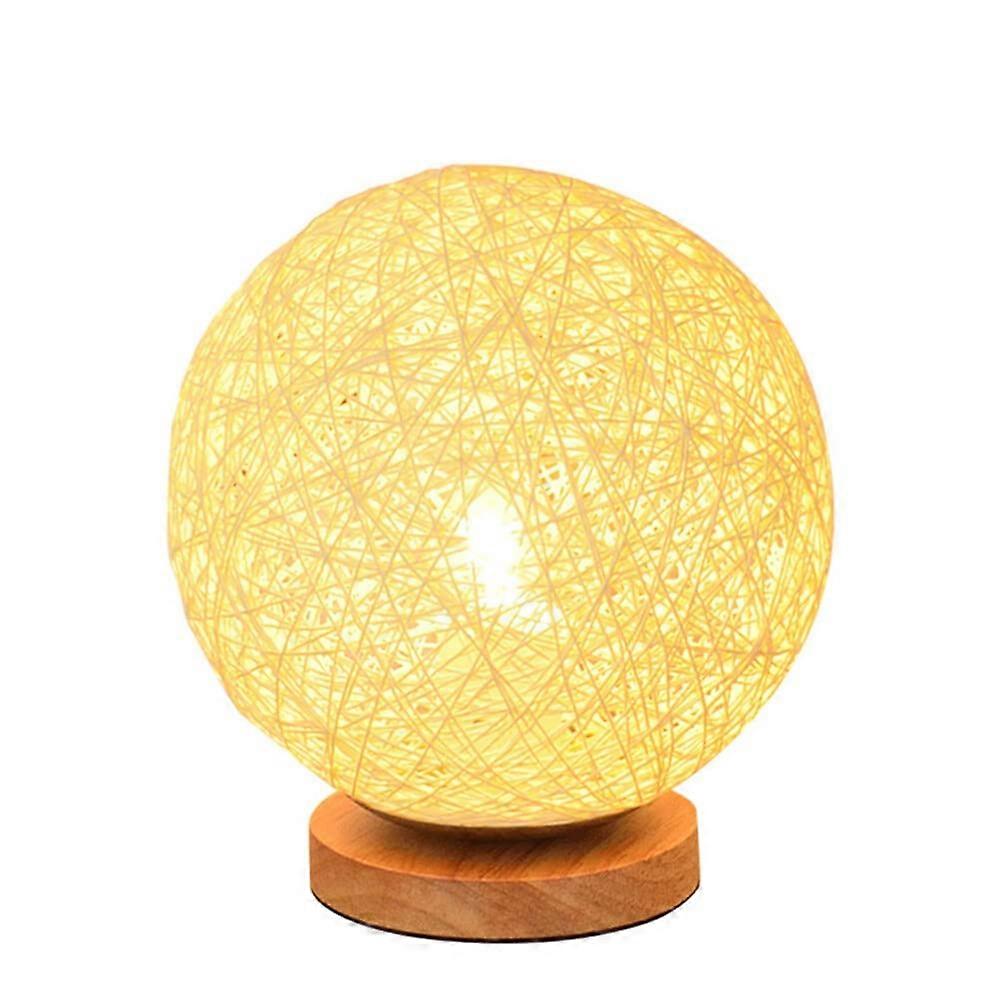 Rattan Ball Lights USB Ball Lights Rattan Light Ball Lamp Ball Rattan Table Lamp LED Lights Table Lamp Base Beige Wood