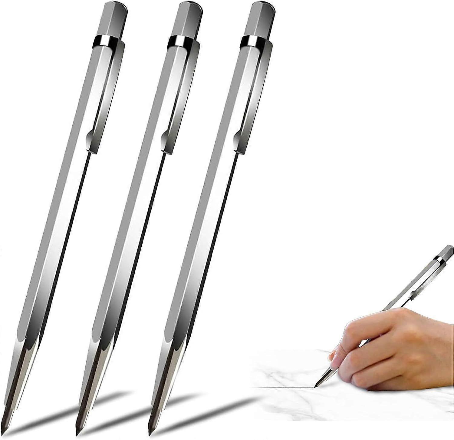 3 PCS Tungsten Carbide Tip Scriber, Metal Etching Engraving Pen, Glass Scribe Tool Engraving Pen with Retractable