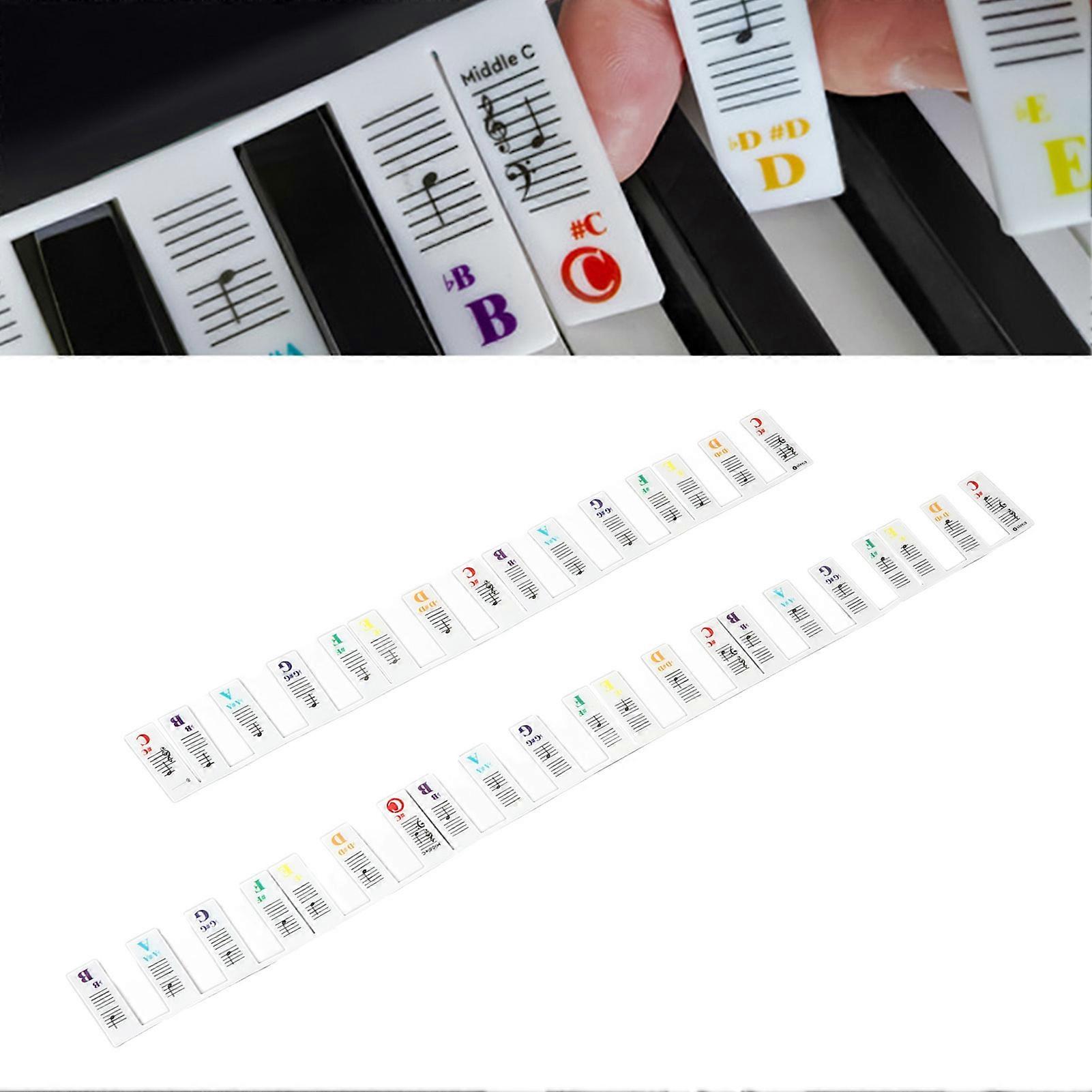 ピアノキーボードステッカー61キーラベル電子ピアノ用の取り外し可能なラージノートレターシリコン