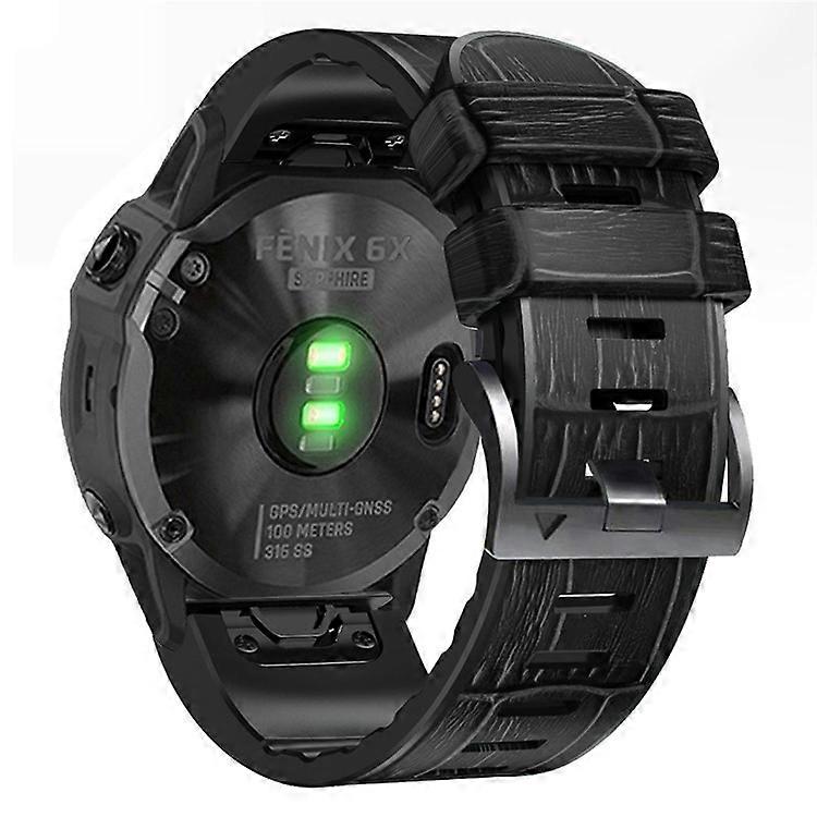 KALEBO KLB-EYWGJPU-001 Compatible For Garmin Fenix 6X / Fenix 7X / Instinct 2X Wrist Watch Band QuickFit 26mm Crocodile Textur