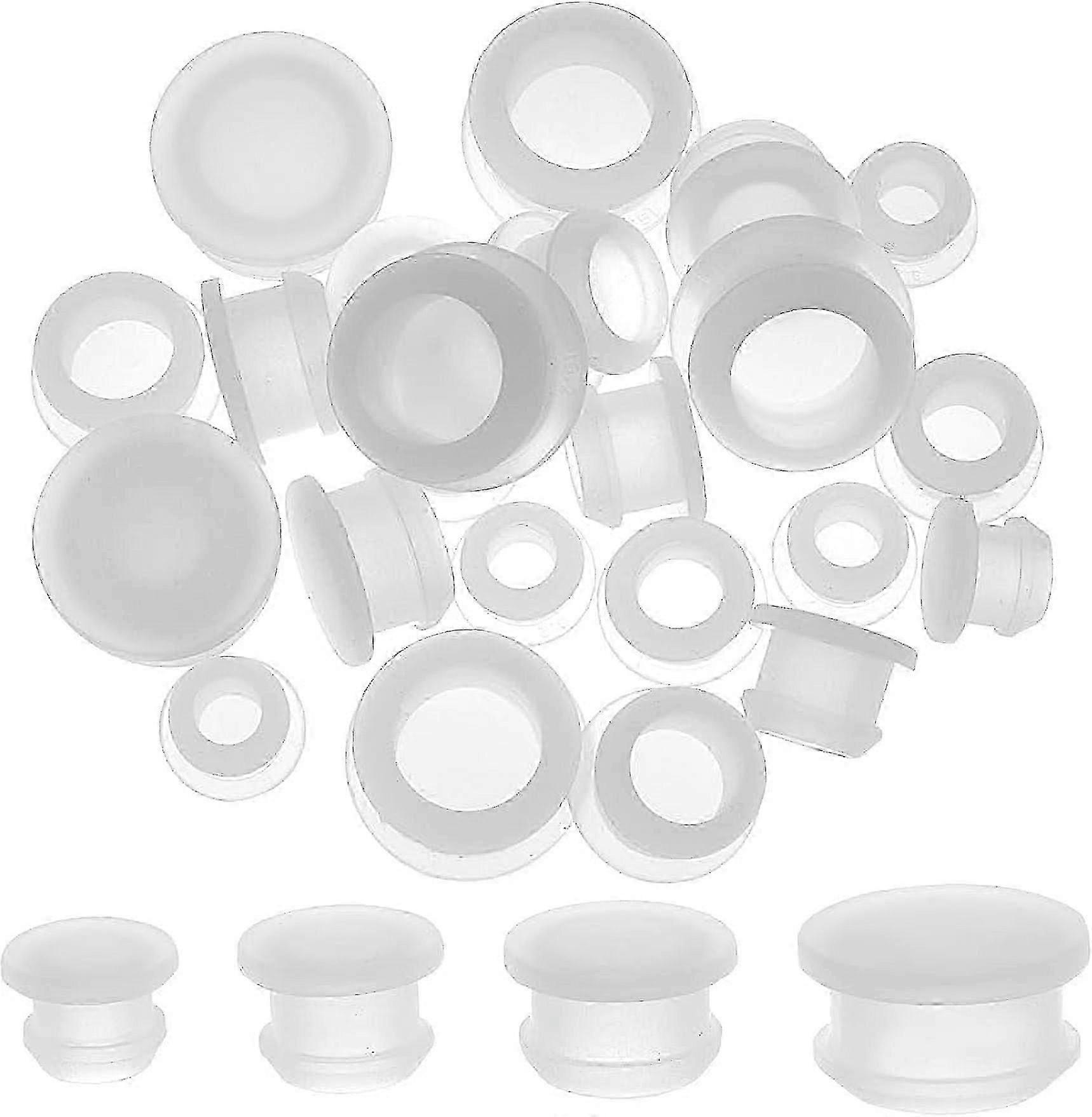 24Pcs Silicone Stoppers for Salt & Pepper Shakers, Clear Reusable Replacement Caps in 4 Sizes