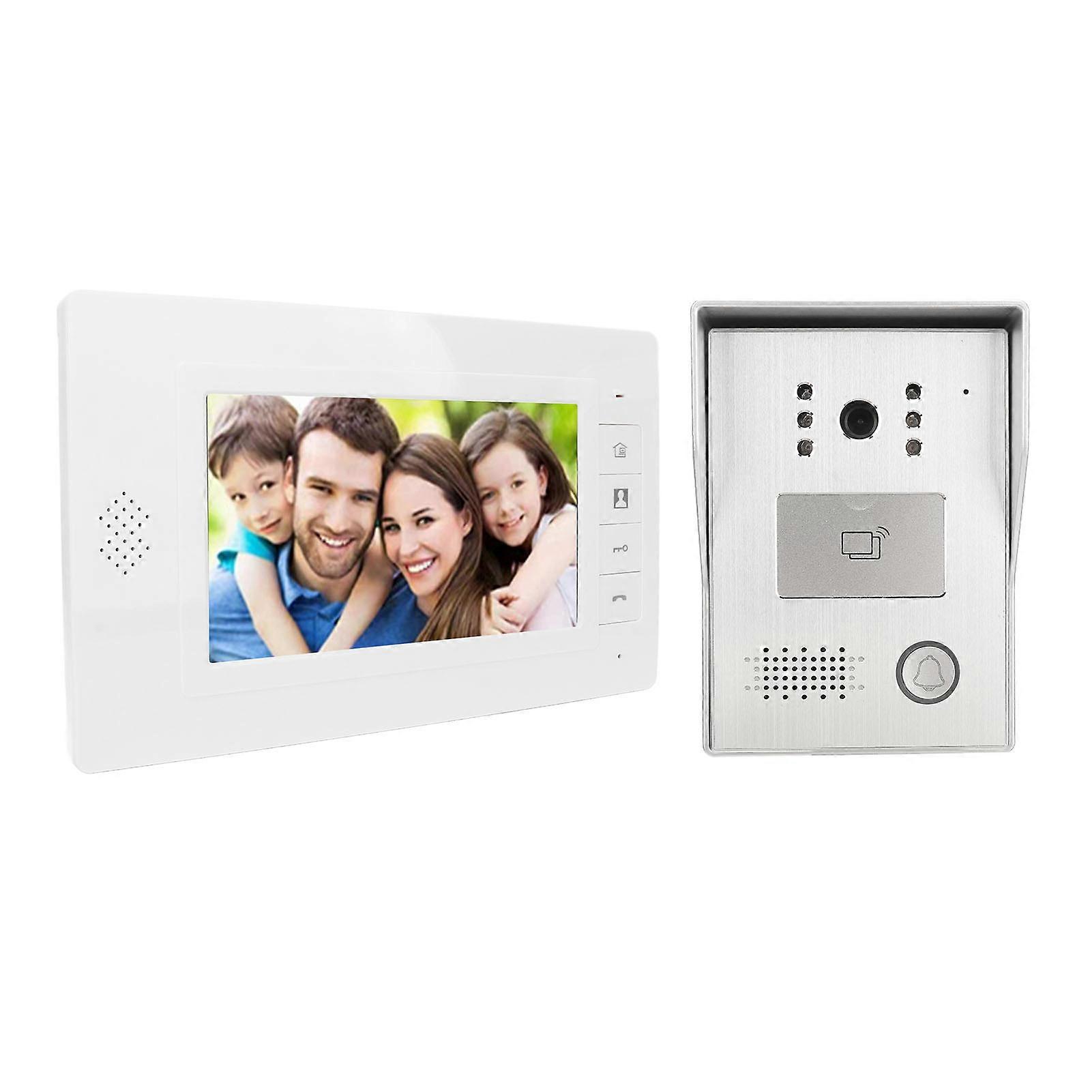 Wired Video Intercom System 7in TFT Colorful Screen Infrared Night Vision Video Door Phone Kit for Villa