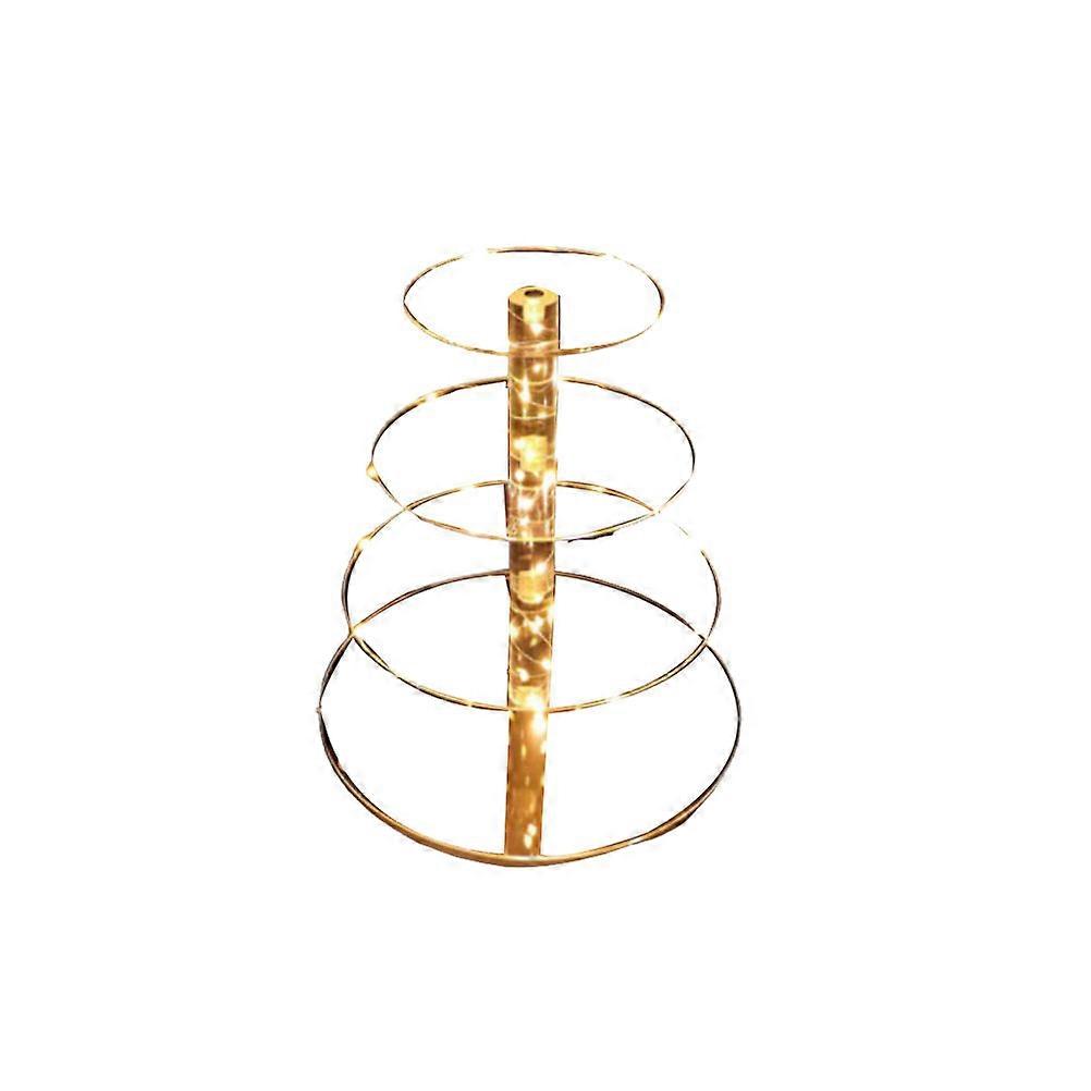 Round Cake Holder Acrylic Stand With LED String Light For Wedding Birthday Party Desserts Stackable Detachable 4 Layers 1Pack