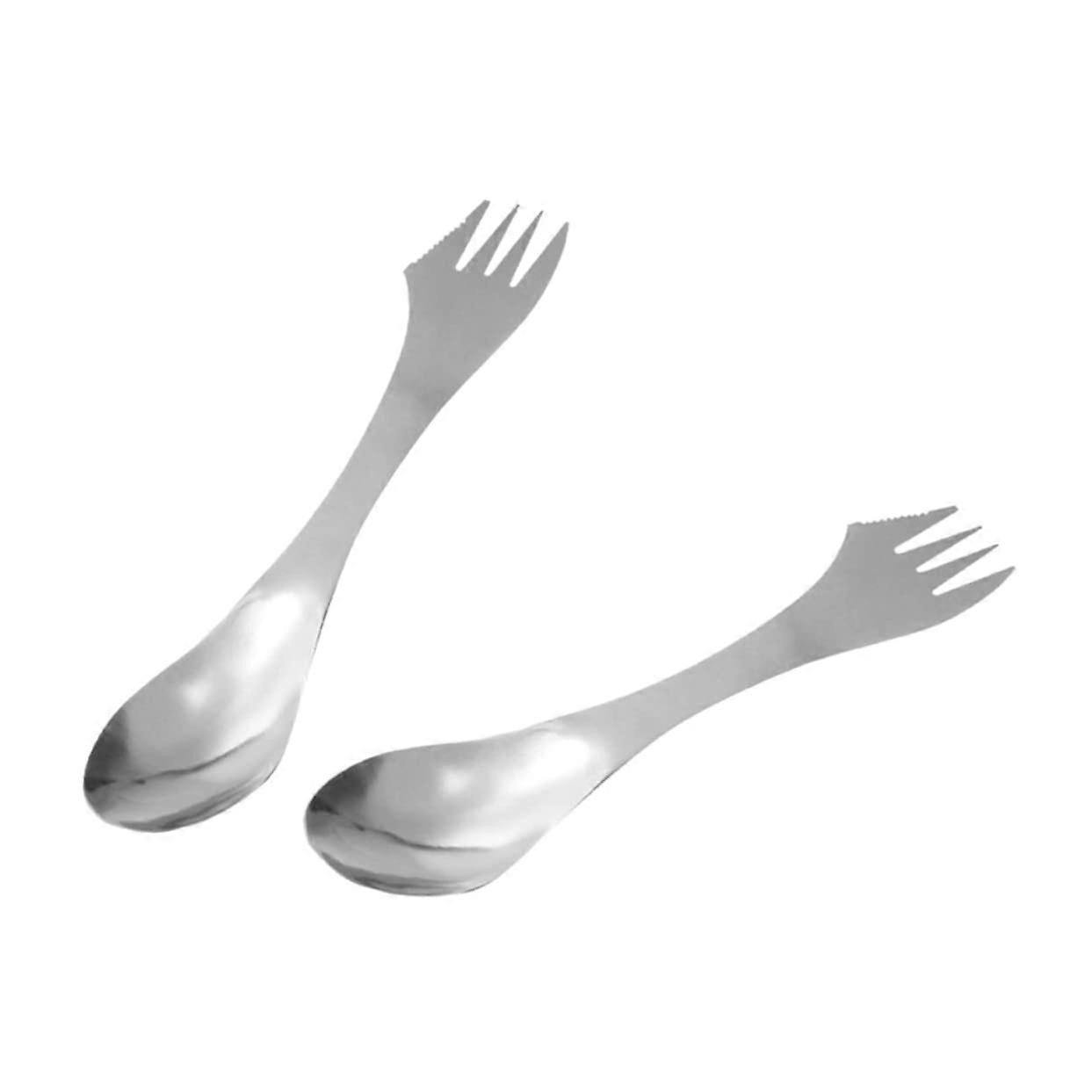 Pack of 2 Portable Mixing Spoons for Camping Tableware - Practical Stainless Steel Utensils for Salad and Dessert Serving