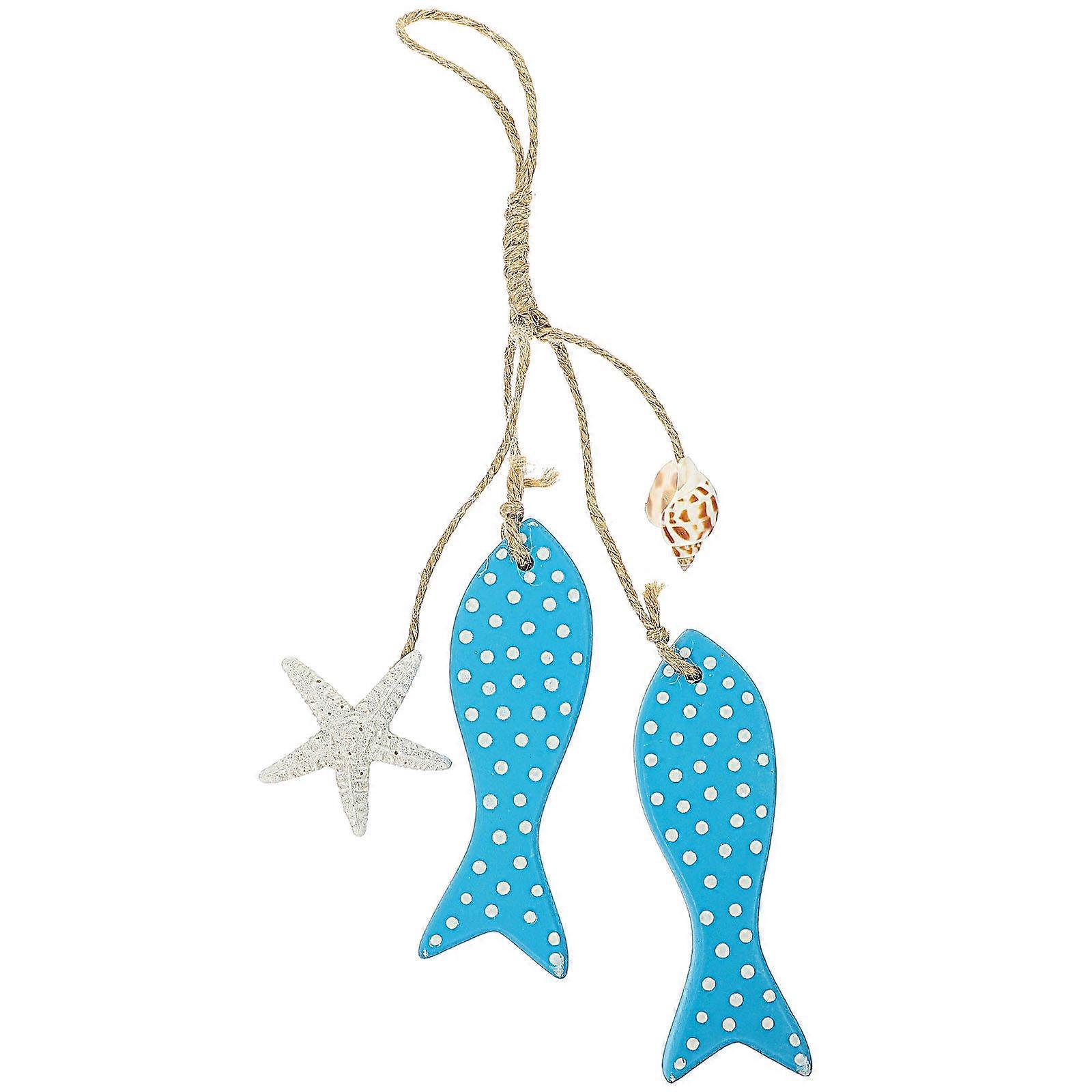 Beach Theme Decorations Rustic Nautical Fish Ornament Wall Art 30CM Blue Synthetic Material 1Pcs