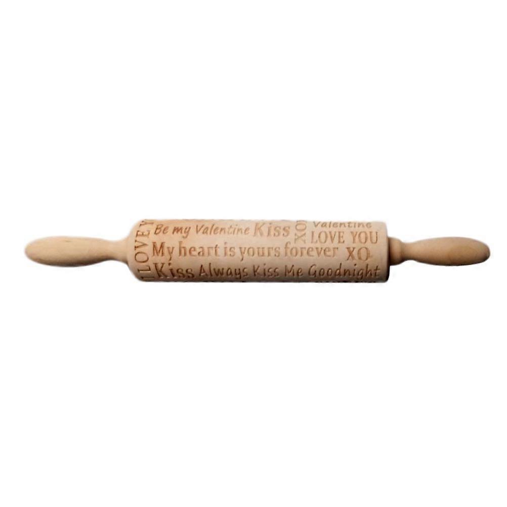 Dough Rolling Pin Wood Patterned for Fondant Rolling Home Baking 35x4.5x4.5cm 1Set