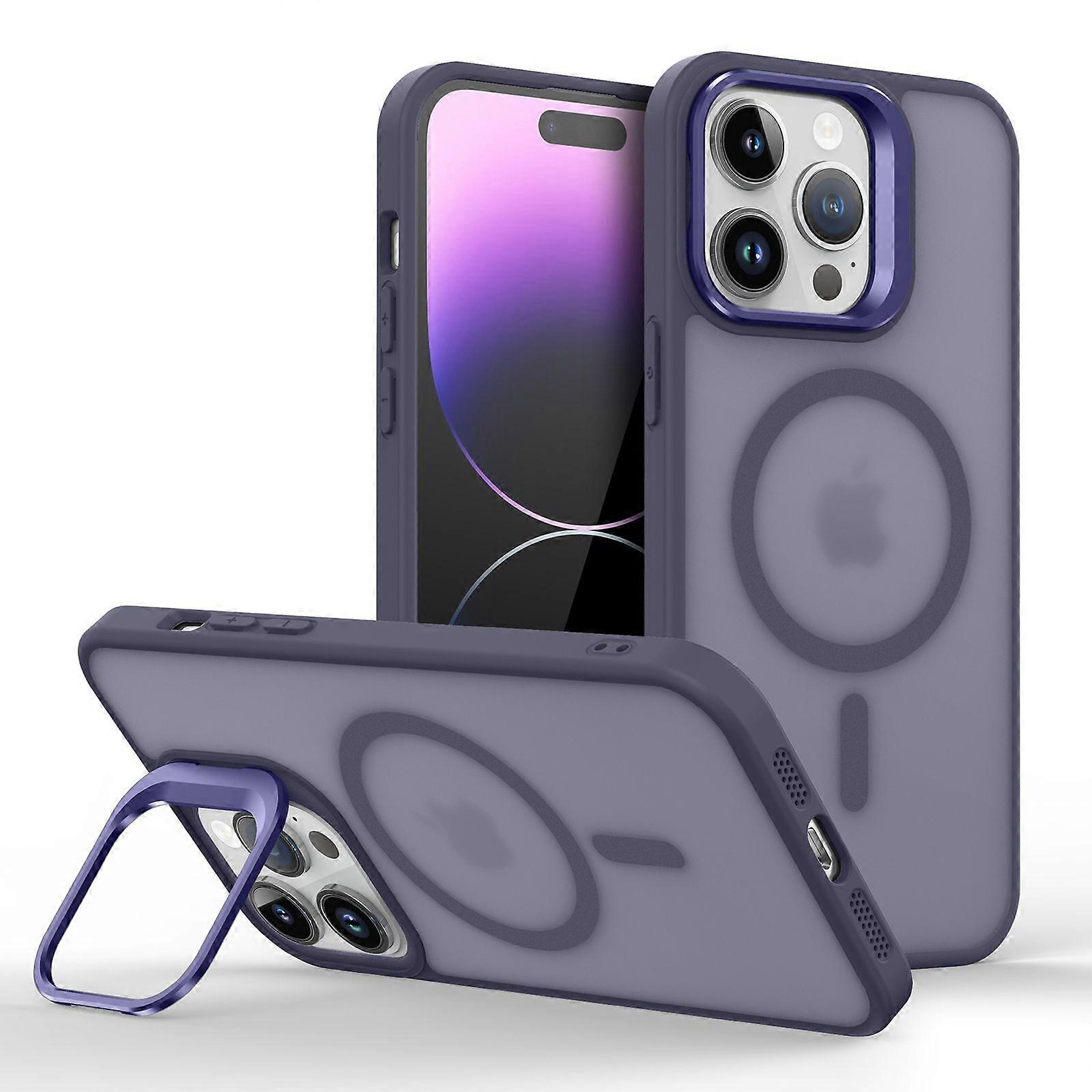 IPhone 12 Mini Case,Compatible with MagSafe,Built-in Stash Stand Phone Case-Purple