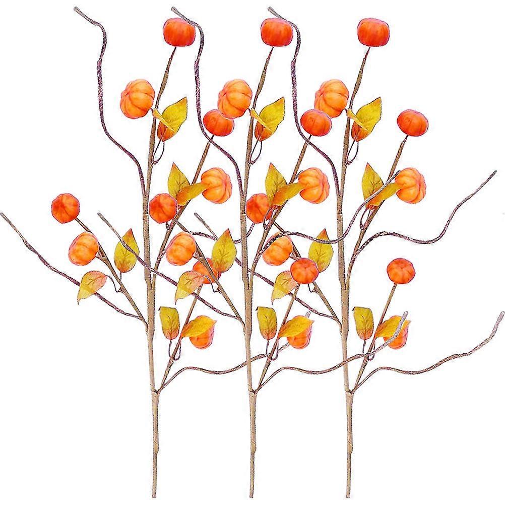 Pumpkin Pick Artificial Pumpkin Branches Vase Filling Ornament Orange 65x35cm Rustic Farmhouse Decor 3Pcs