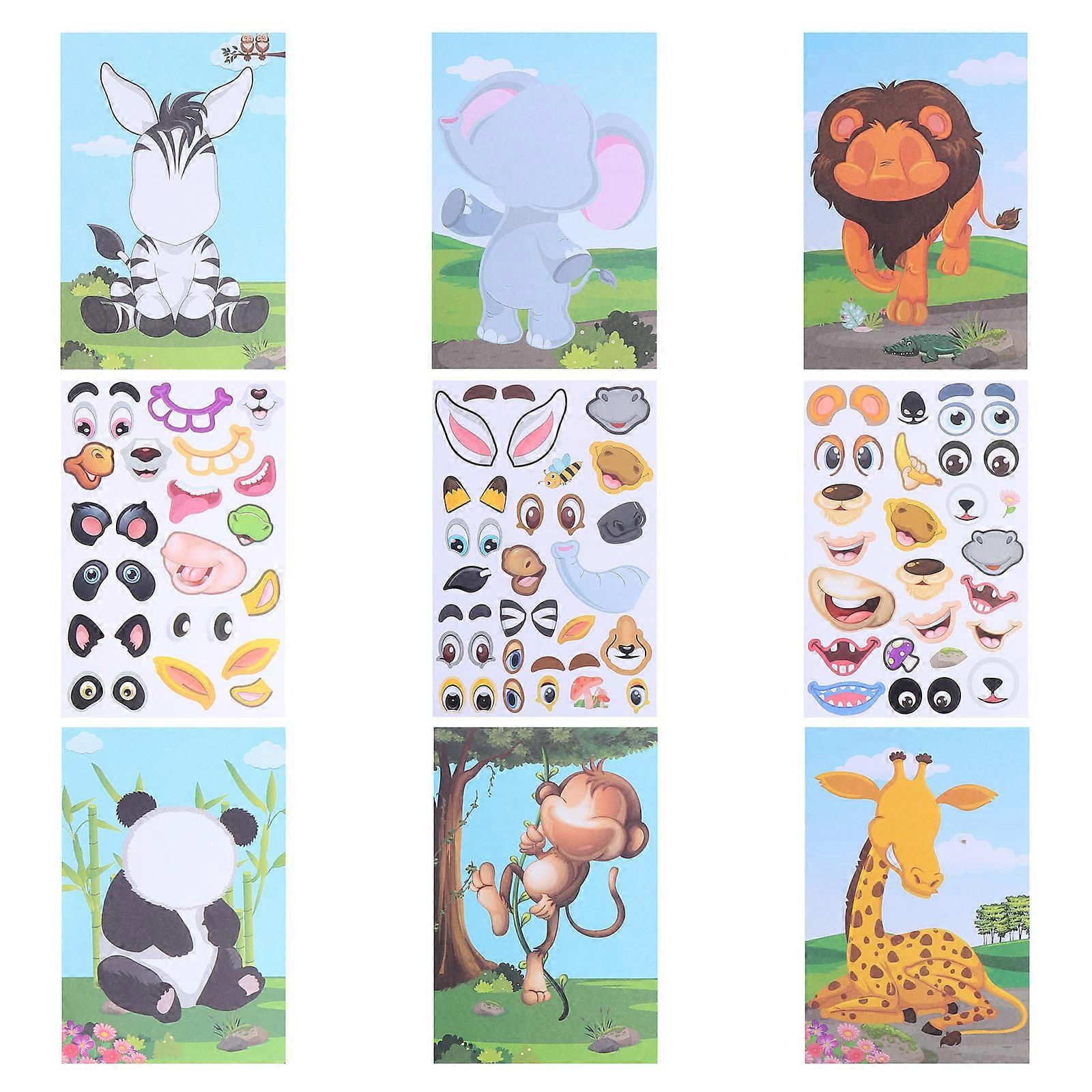 Animal Face Stickers for DIY Puzzle Craft Activity – Reusable Creative Stickers for Birthday Gifts, Party Favors, and Art Class Fun
