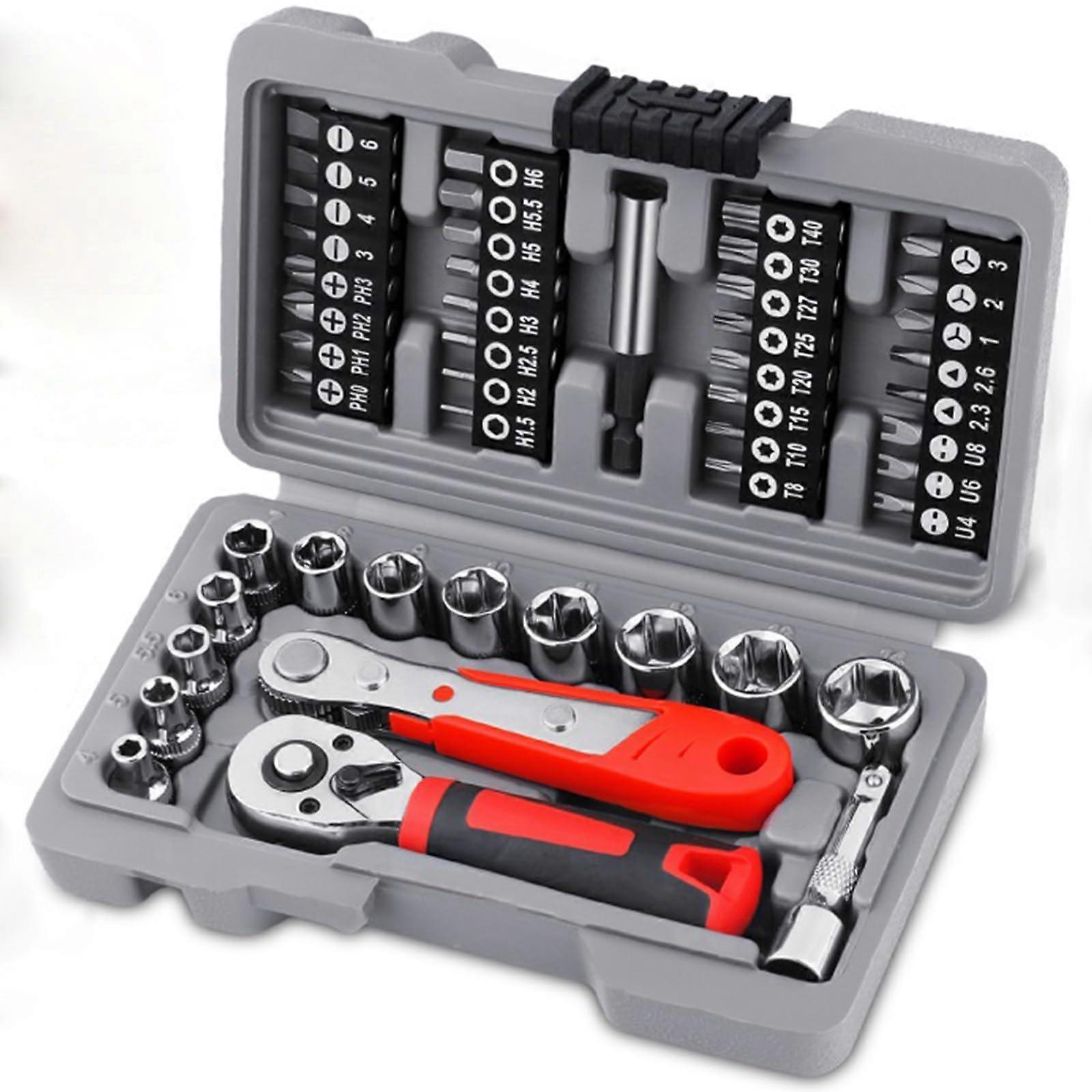48piece 1/4inch socket wrench set, hexagon auto repair tool, wrench, ratchet set, handle, professional hand tool Ref: 5594