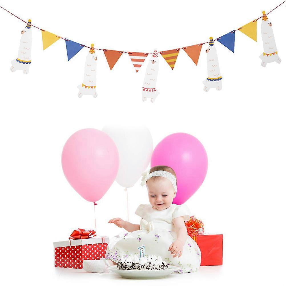 Party Birthday Decorations Banner Alpaca Kids Room Decoration Triangle Flags Approx 100 X 13 6 X 0 1Cm Multipurpose 1 Set