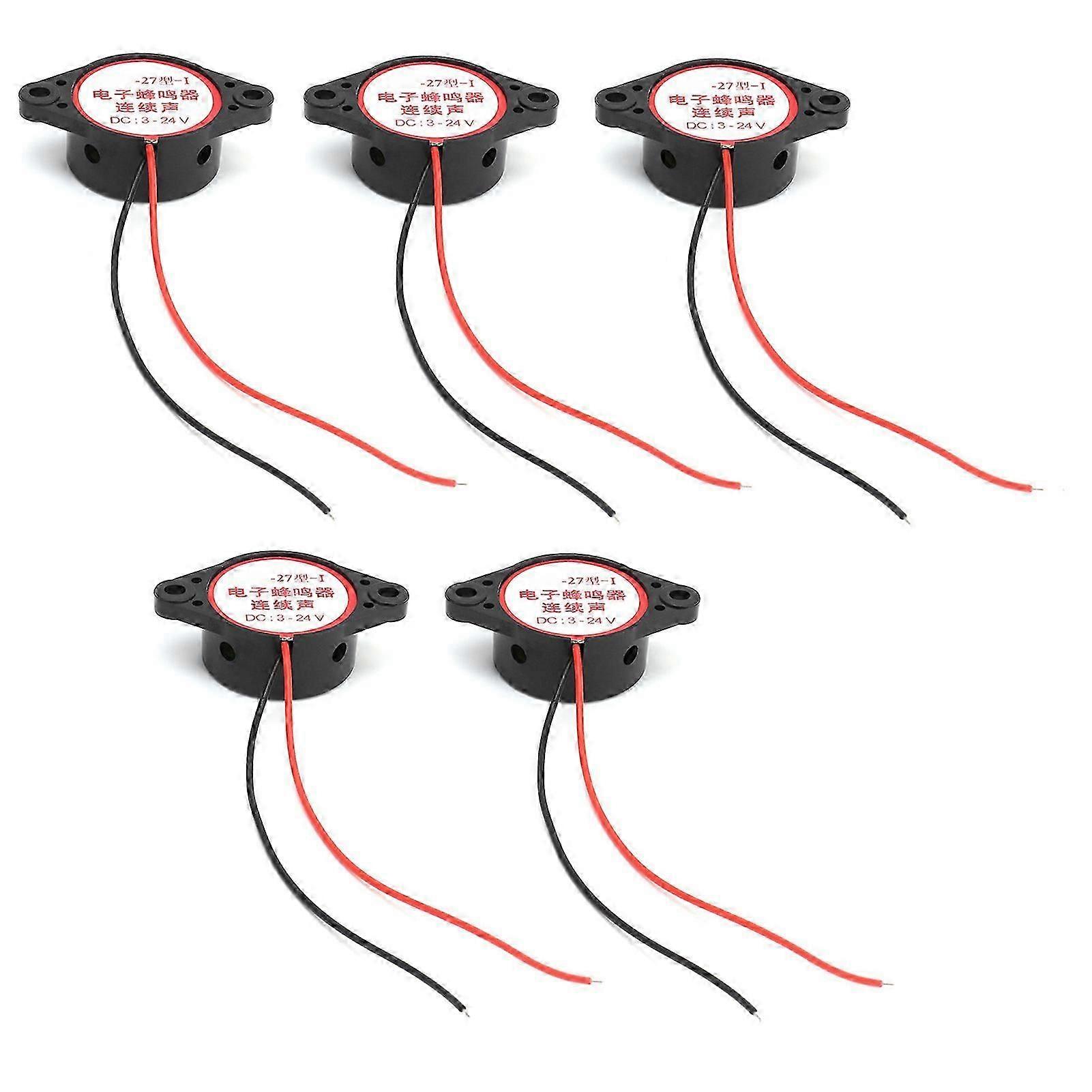 5 stuks Alarm Buzzer Continue Piep Piëzo Actieve HighDecibel Signaal Sirene 95dB DC324V (Zwart)