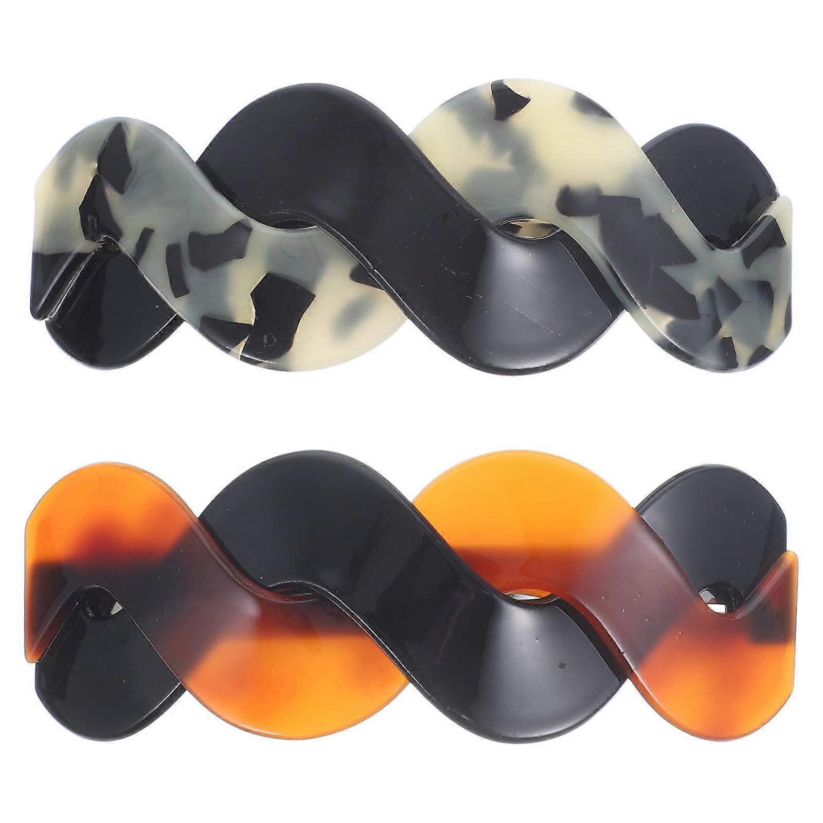 ポニーテールバックルヘアクリップデコレーションスプリングバレッタヘアクリップレディースヘアスタイリングアクセサリーレッドブラウン2個