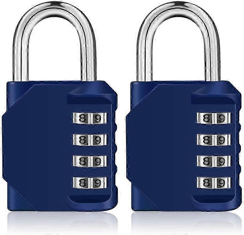 Combination Lock 2 Pack, 4 Digit Padlock for Gym, Employee, School, FenceBlue