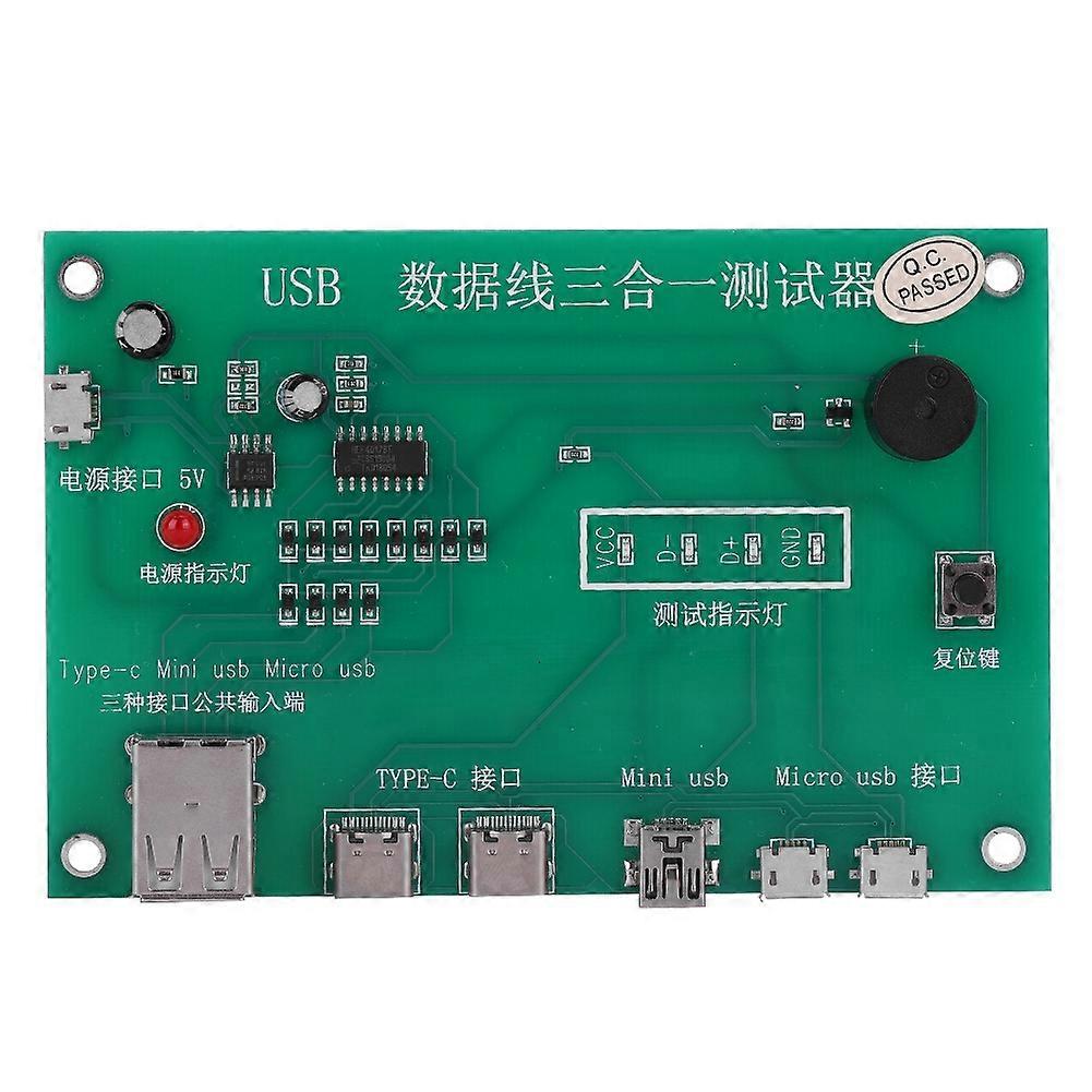 3 in 1 Data Cable Tester, Accurate Triad Tester for USB Type-C/Mini USB/Micro USB Cables