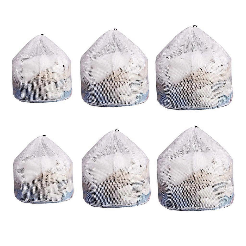 6-Piece Large Laundry Bags (50x60cm), Drawstring Mesh, Heavy Duty, for Delicates (1 Coarse + 1 Fine Mesh), Style 2