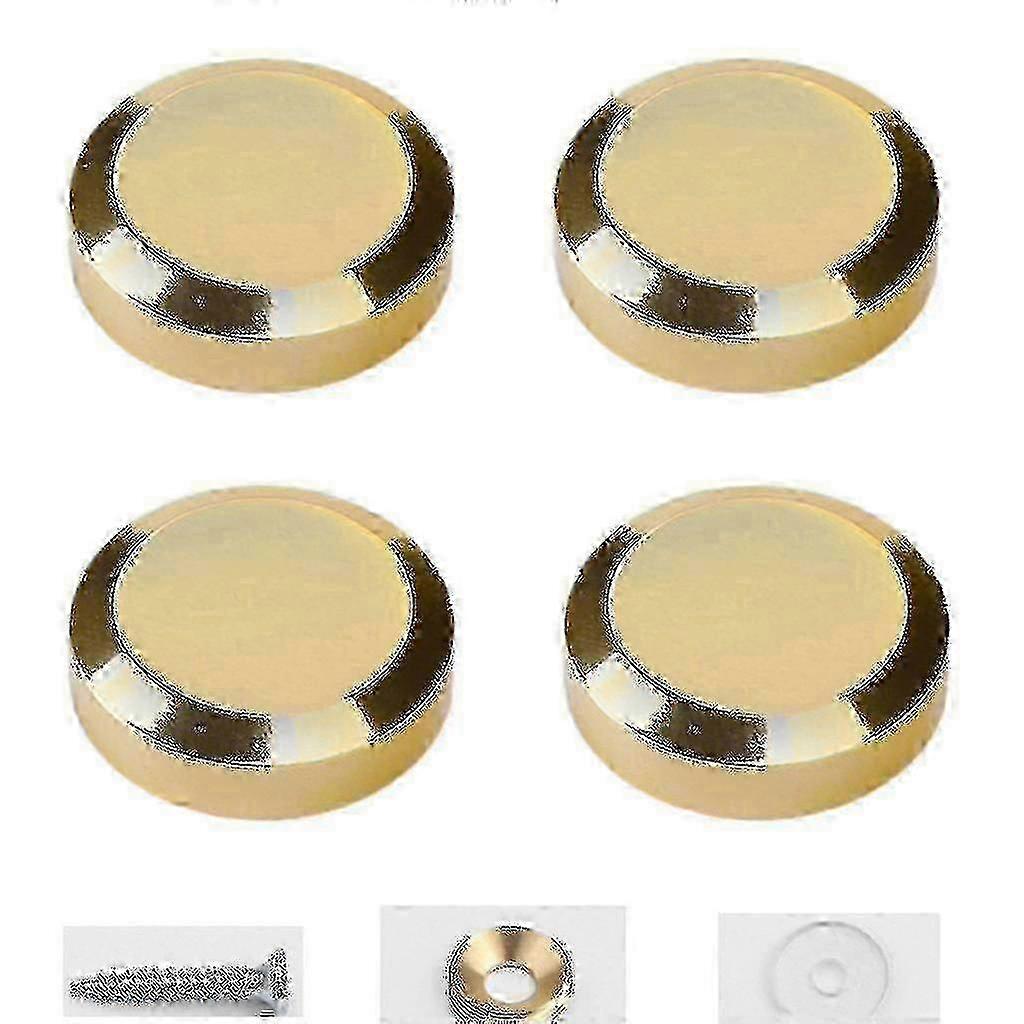 4pcsクロームゴールドシルバー真鍮ラウンドキャップガラスフレームレスミラーネジ