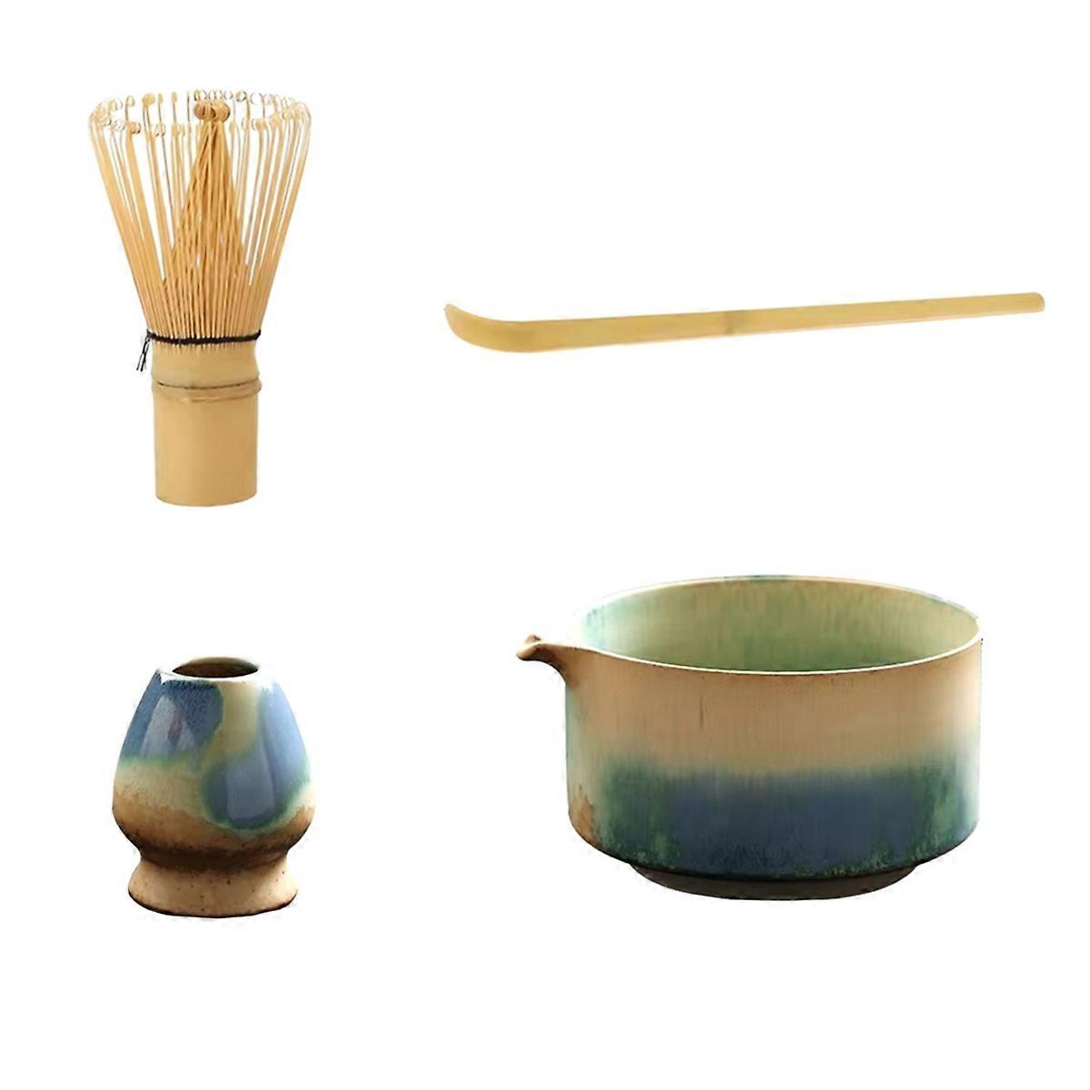 Japanese Matcha Set with Ceramic Bowl Bamboo Matcha Whisk Teaspoon
