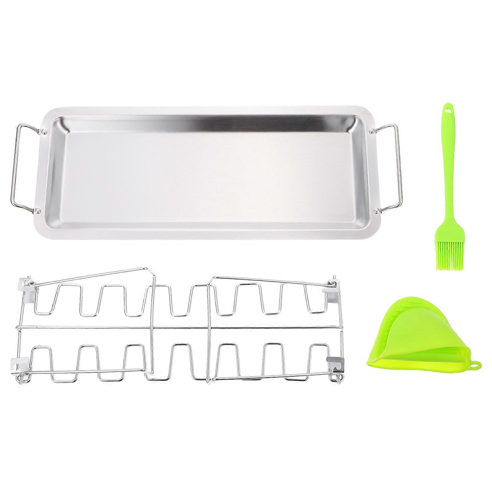 Grillstativ Kyllingben Vinge Rustfritt stål Firkantet Form Oppbevaringsstativ 43X17CM Juice Collection 1 Sett