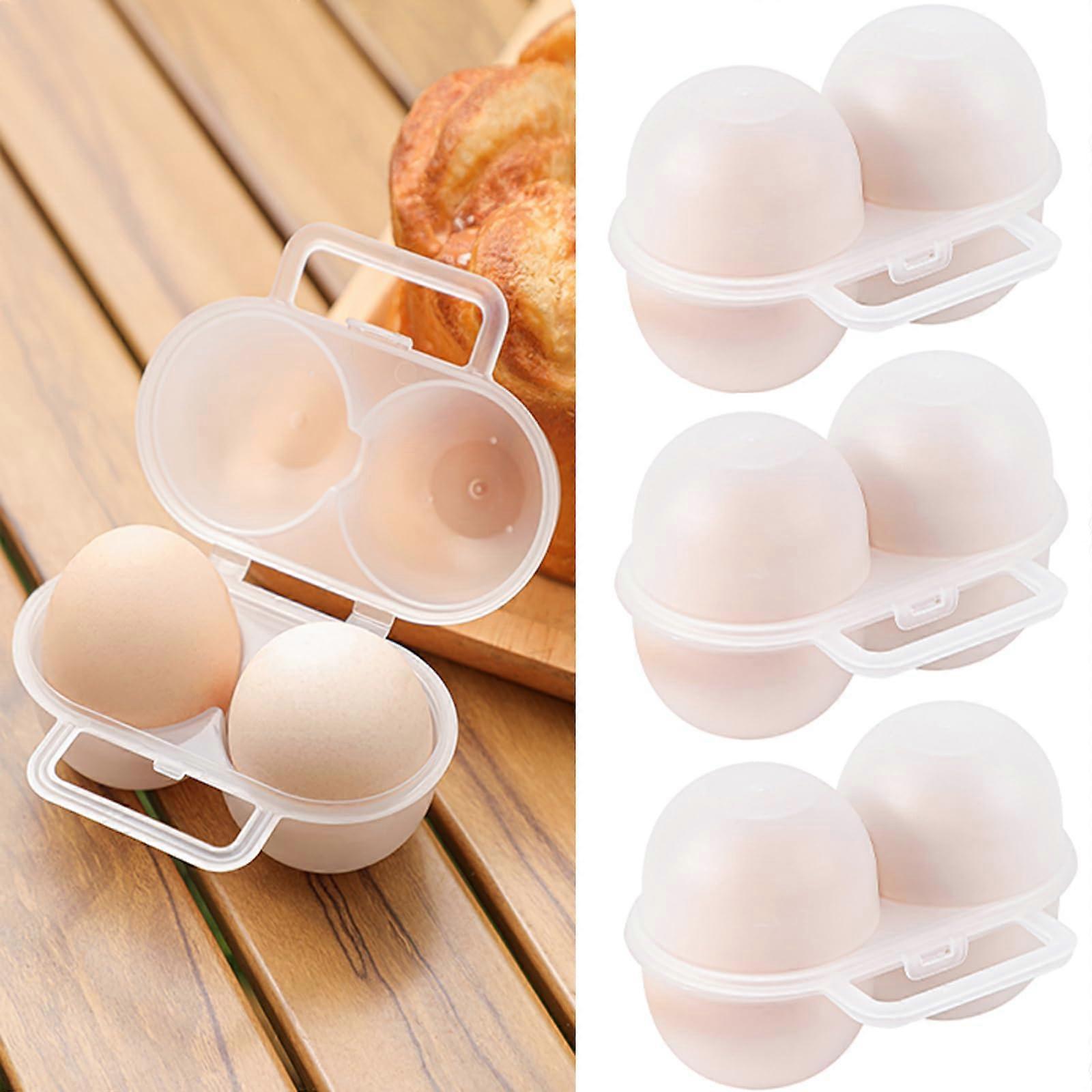 Egg Box for 2 Eggs, Pack of 3, Plastic Egg Carrier for Fridge and Outdoor Use, Camping Egg Storage Container
