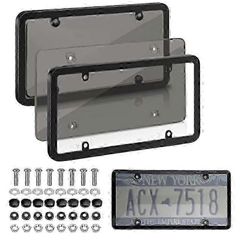 2 Pcs Abs License Plate Frame for US Car - Rust-proof, Rattle-proof, Weather-proof Cover