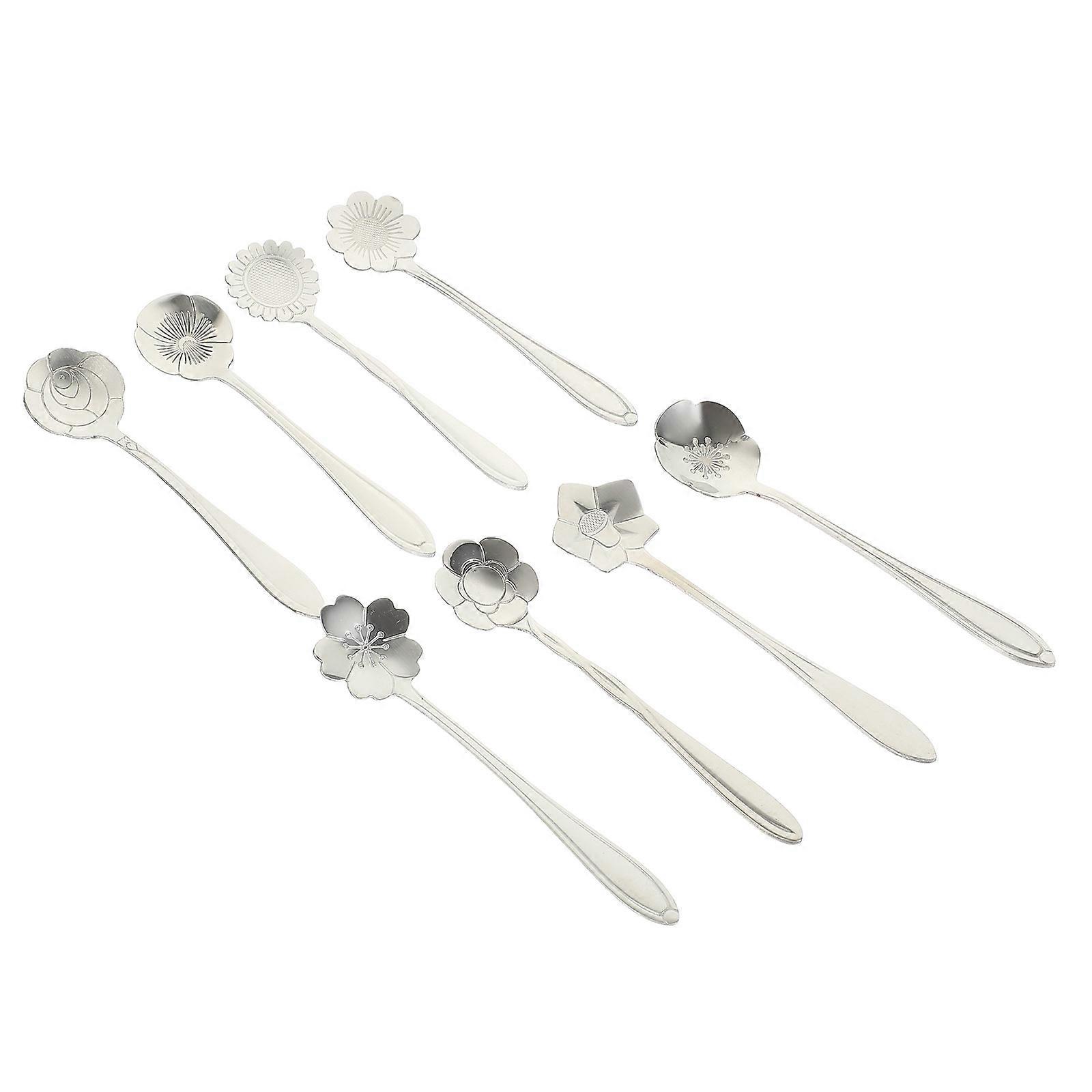 Stainless Spoons Embossed Handle Convenient Dessert Spoons 8Pcs
