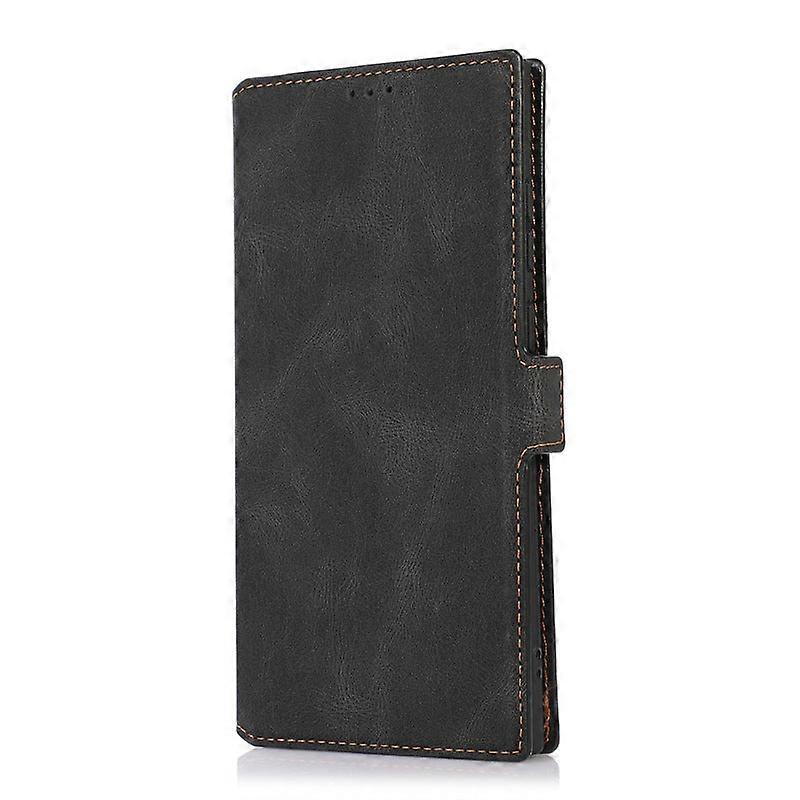 Iphone 13pro İçin Siyah Taraflı Toka Retro Deri Yan Katı Renk No4173 Kılıfı