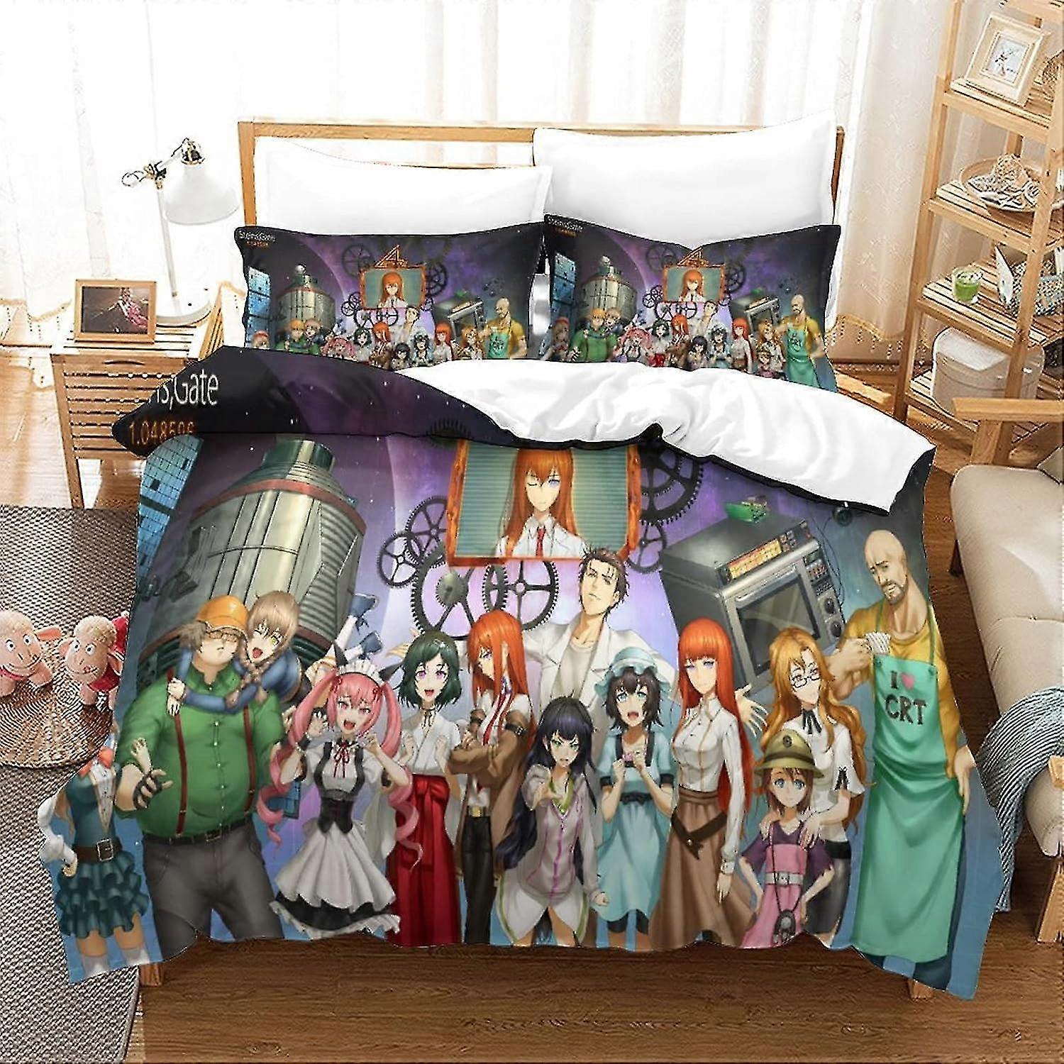3D Anime Characters Print Duvet Cover Bedding Set with Pillowcase Father's Day Gifts Double Size