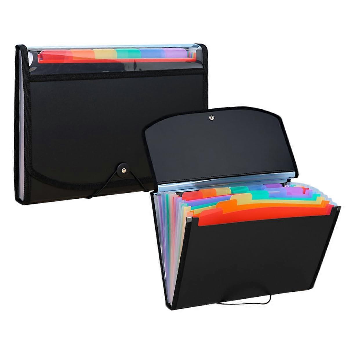 Folding File Folder Organizer - 2 Pack Small PVC Document Storage Case for Receipts and Office Use, Colorful Design