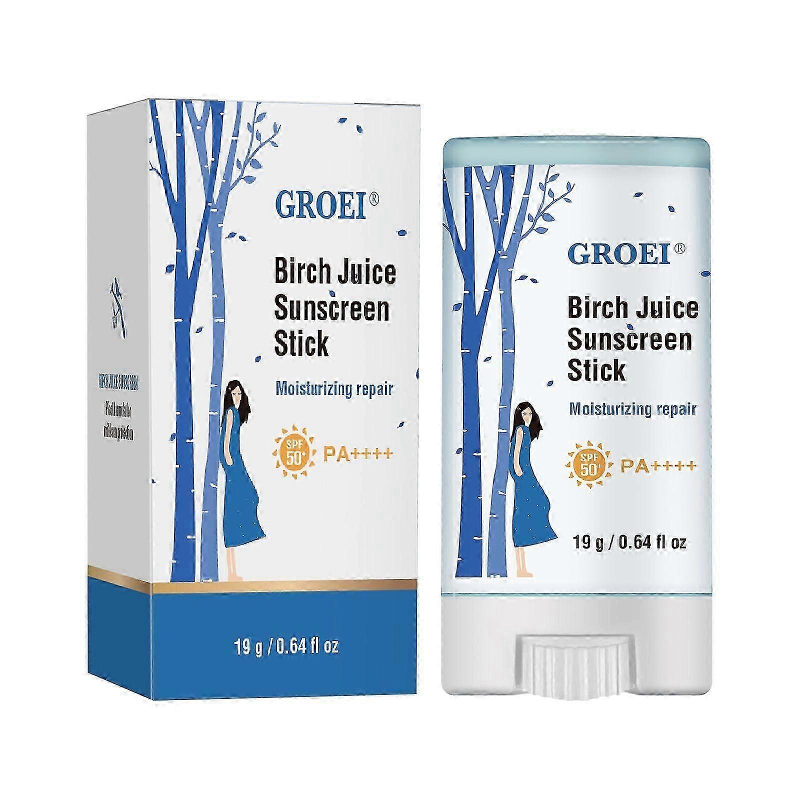 Suncream Stick with SPF50+, Birch Juice Moisturizing Sunscreen Stick, Waterproof Lightweight Non-Greasy, Strong UV Protection Travel Size Sunscreen fo