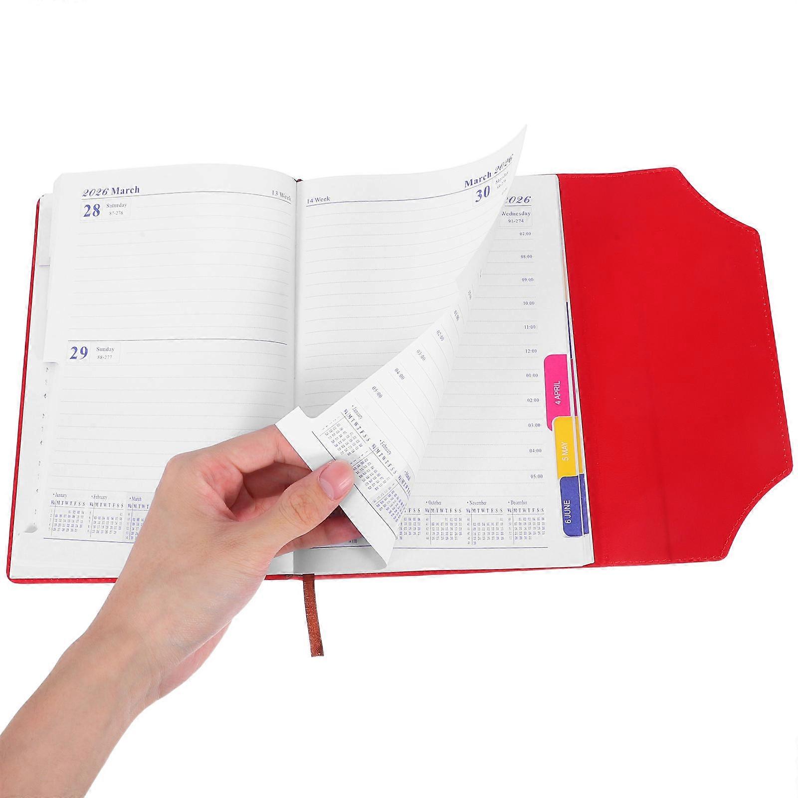 Desk Planner 2026 Year Schedule Notebook Rectangular Shape Imitation Leather Material Task Management Reflection Section 8.29X6.17X0.98in