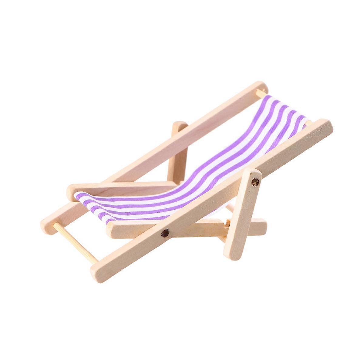 Mini Beach Chair Model Purple Decorative Miniature Play House Accessory for Dollhouse Furniture 1Pc