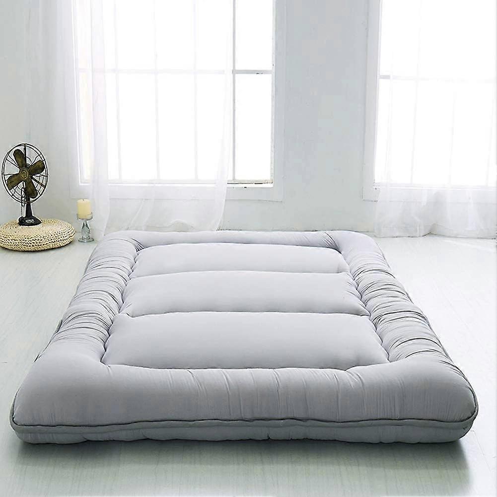 Japanese Futon Mattress, Foldable Roll Up Mattress, Floor Lounger, Grey