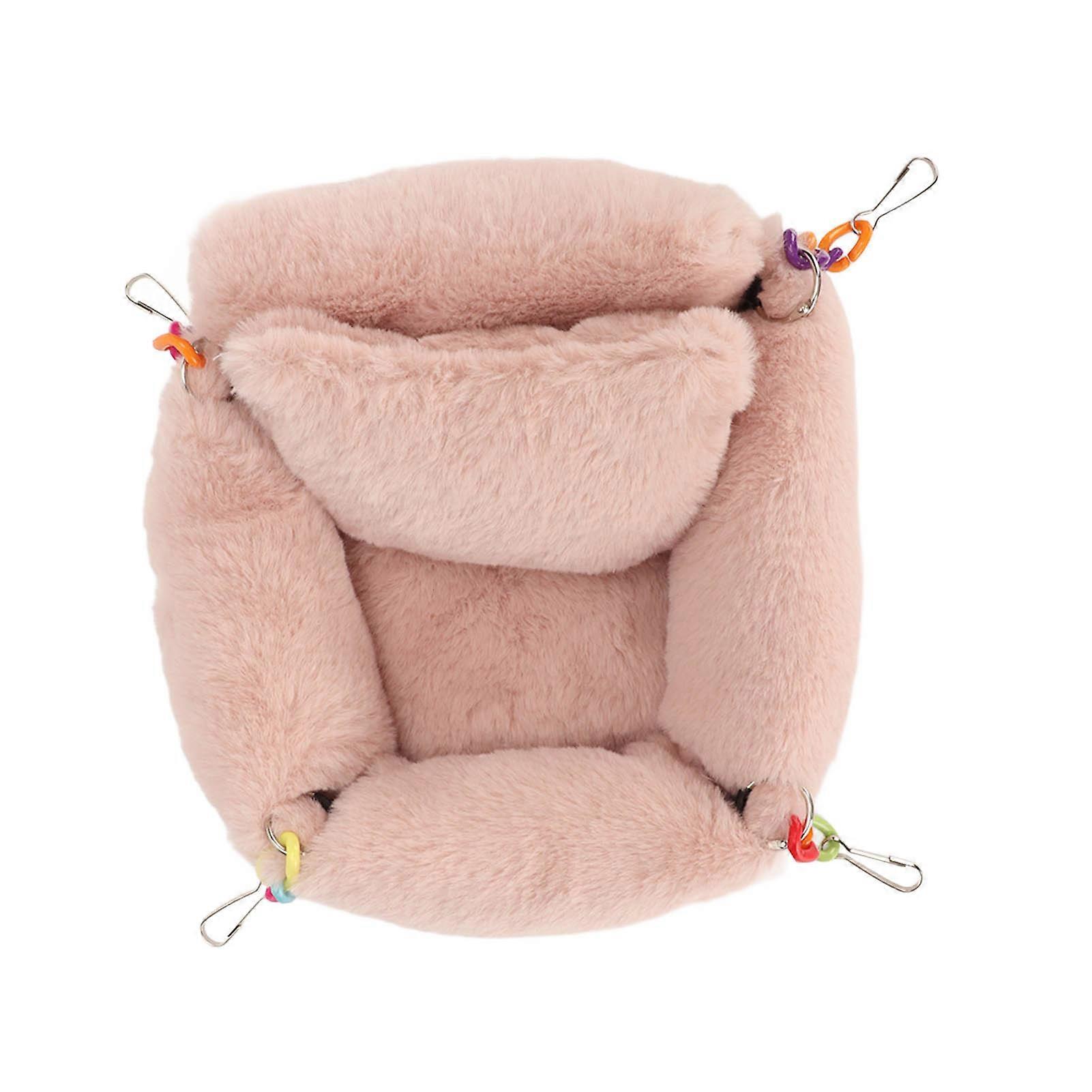 仓鼠链吊床可爱柔软冬季温暖吊床，带小枕头小动物莲花粉色 S