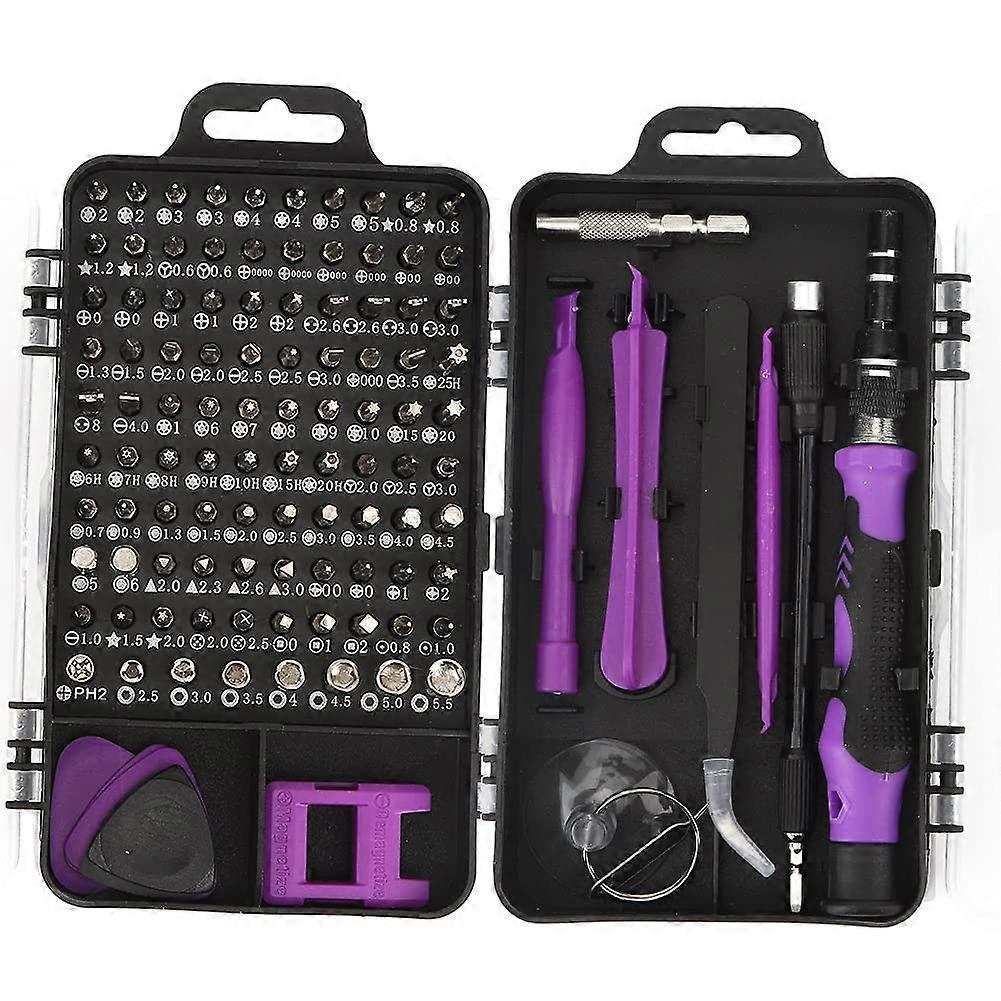 115 Piece Mobile Phone Watch Tool Kit, Precision Screwdriver Set, Materials, Compact Case for DIY and Professionals (Purple)